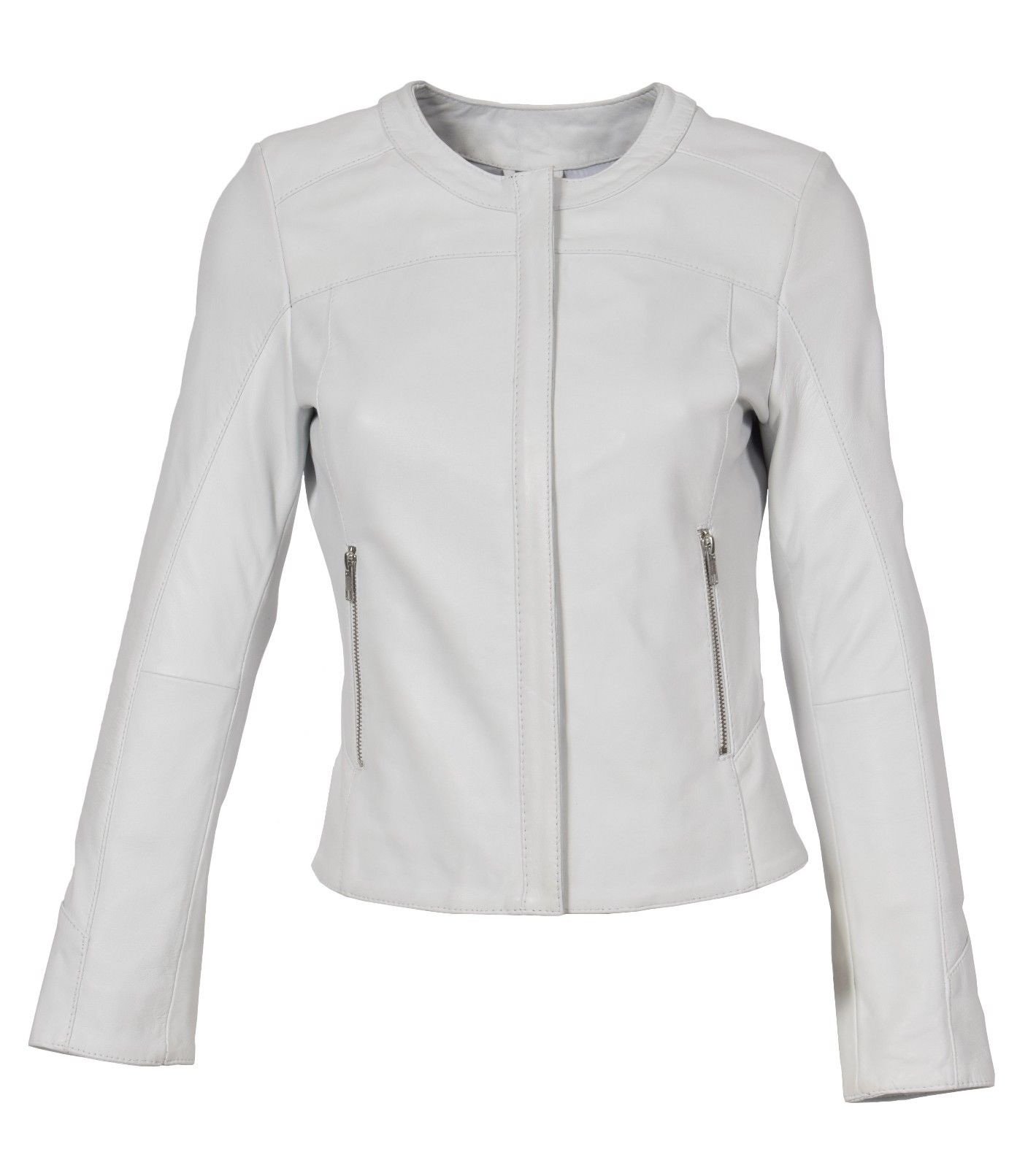 Women's Real Leather Motorcycle Jacket - Stylish Quilted Bomber Biker Jacket for Women (White) | Perfect for Riding, Casual Outfits & Night Out