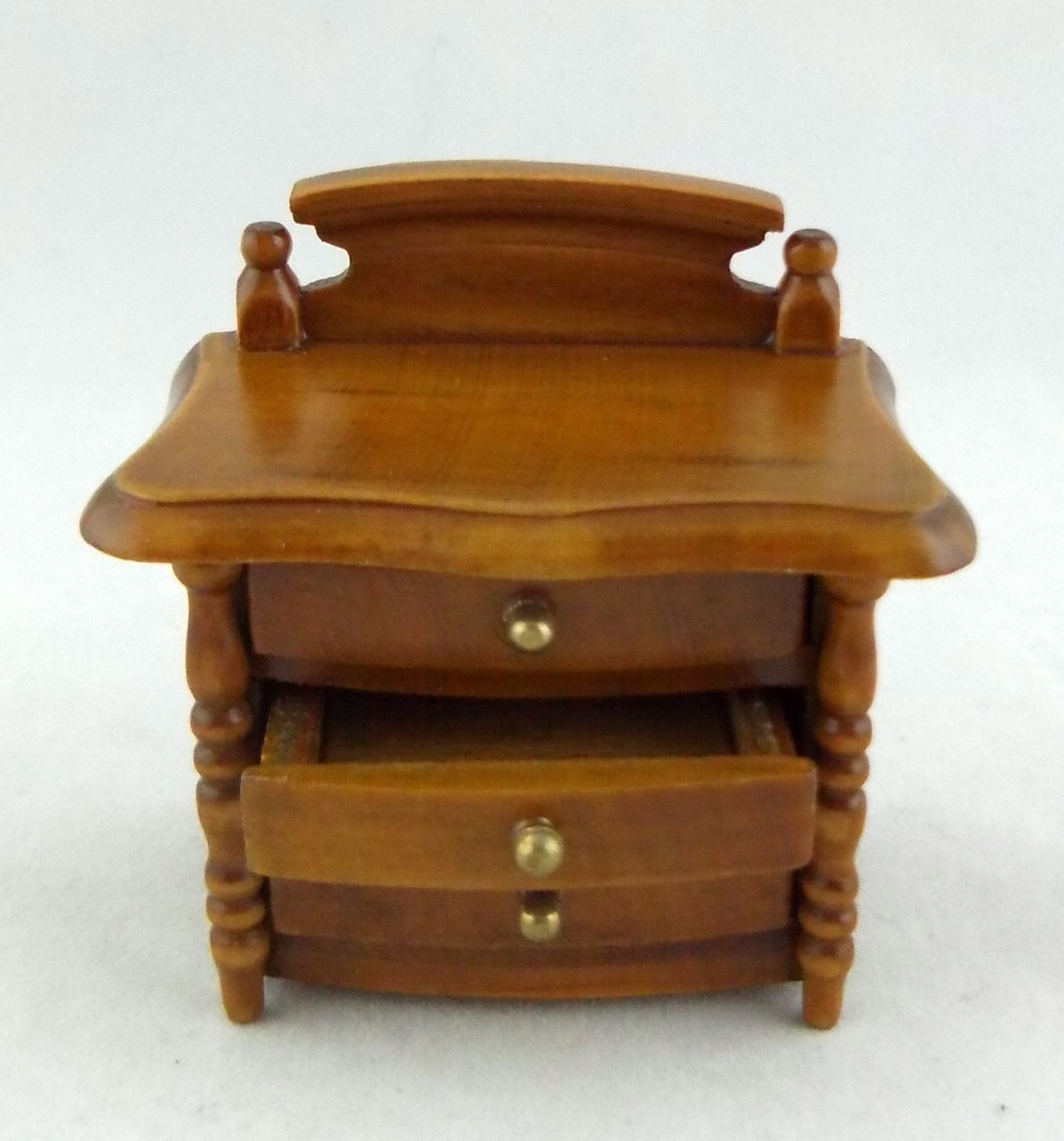 Miniature Dollhouse Bedroom Furniture Set - Walnut Wood Nightstand & Bedside Chest for Dollhouse Decor, DIY Miniature Projects, and Collectors