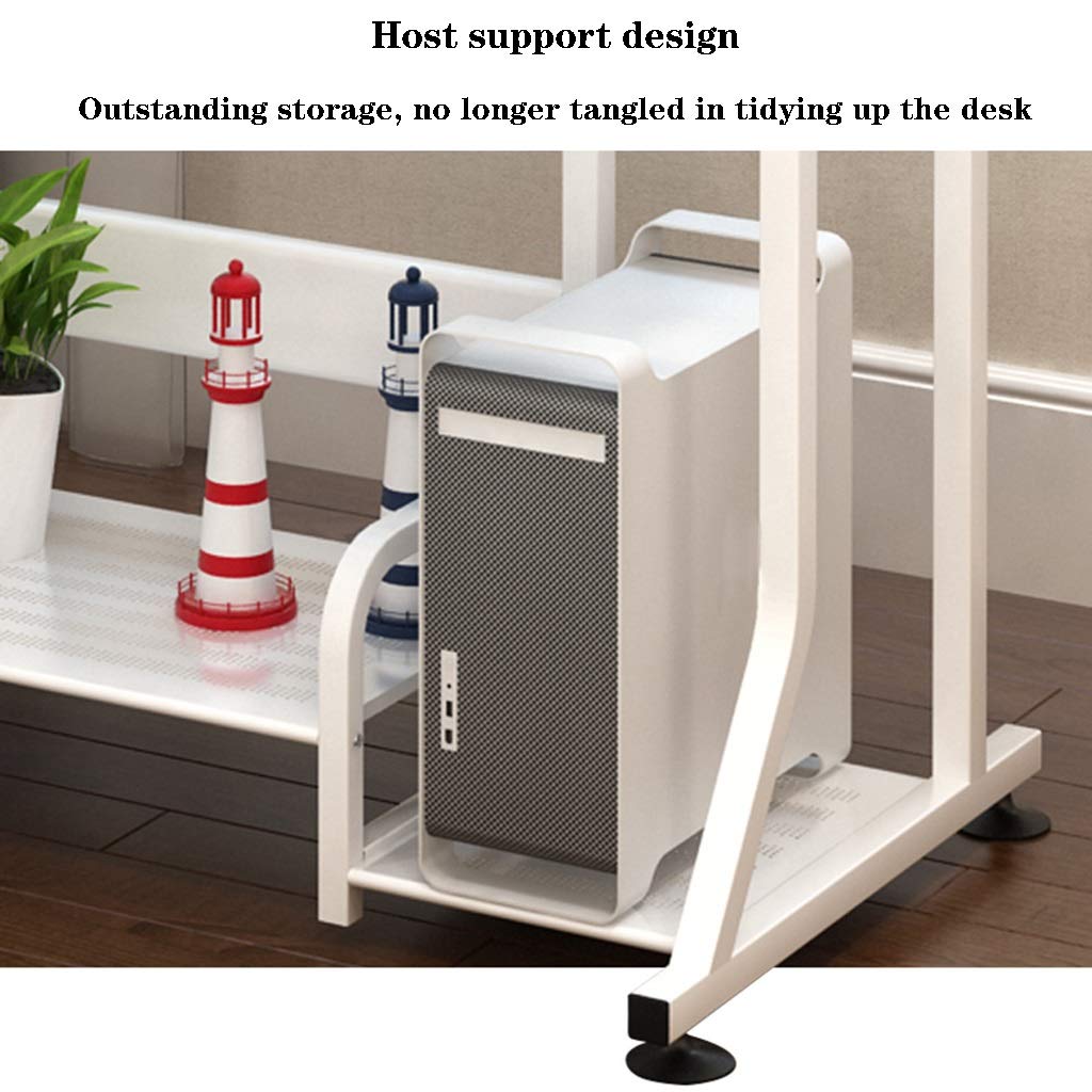 Modern White Computer Desk with Storage Shelves - 60x40x75cm Tempered Glass Study Desk for Home Office, Bedroom & Small Spaces - Easy Assembly & Minimalist Design