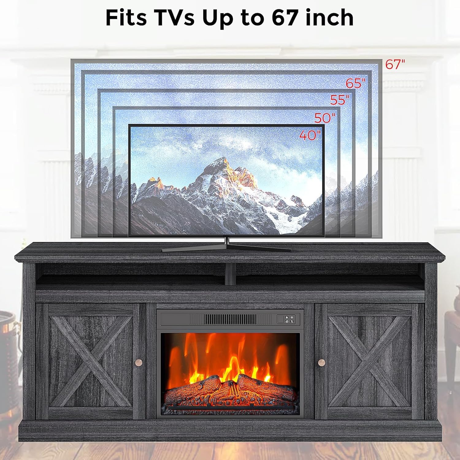 Electric Fireplace TV Stand for 58