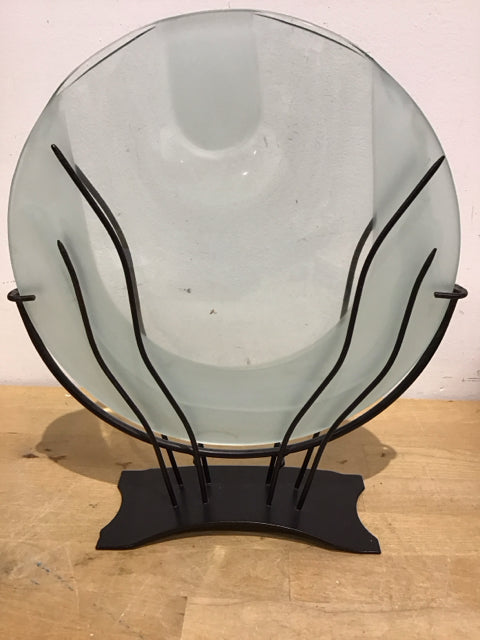11.5 x 13.5 Inch Elegant Decorative Glass Art with Metal Stand - Perfect for Home Decor, Office Display, and Gift Giving