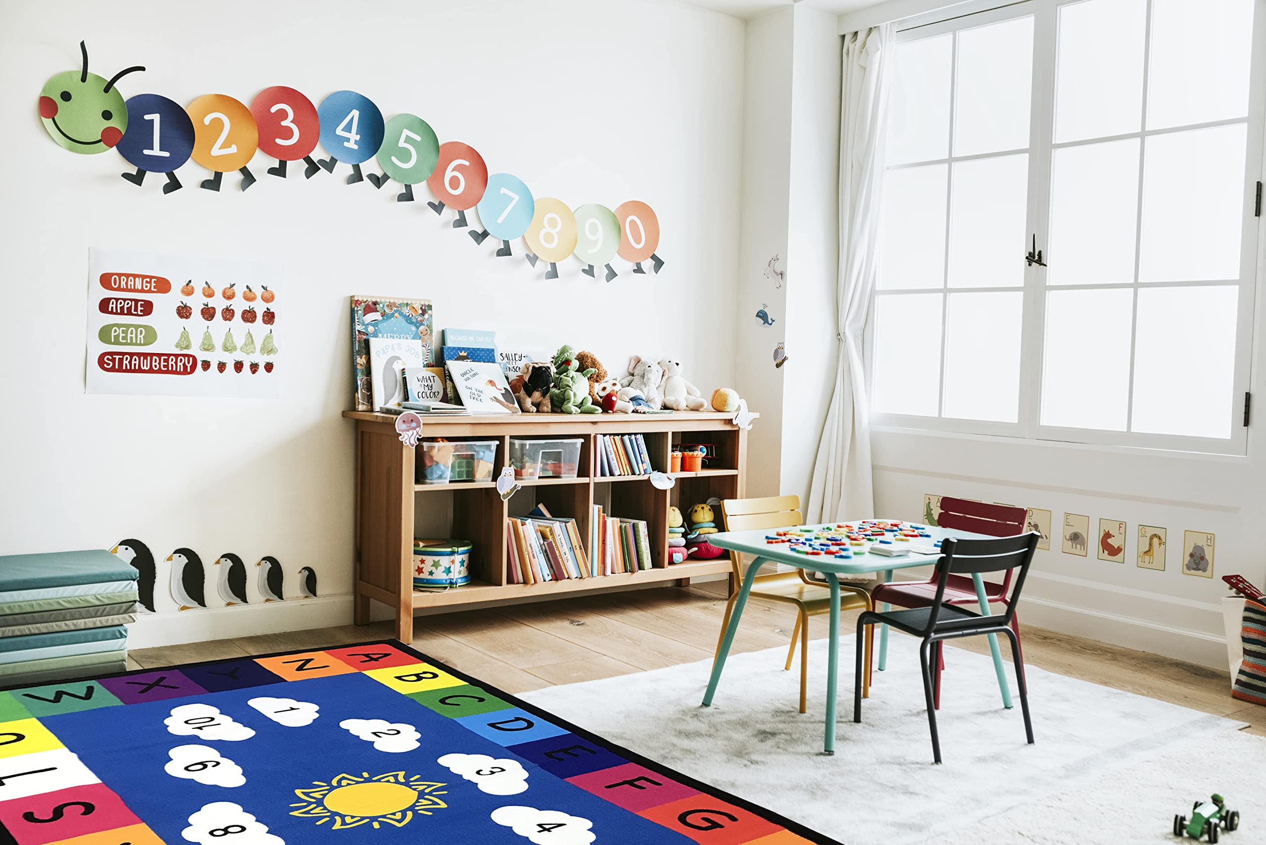Genki Kids Classroom Rug - Colorful Educational Carpet for Elementary Schools & Playrooms - 6'6