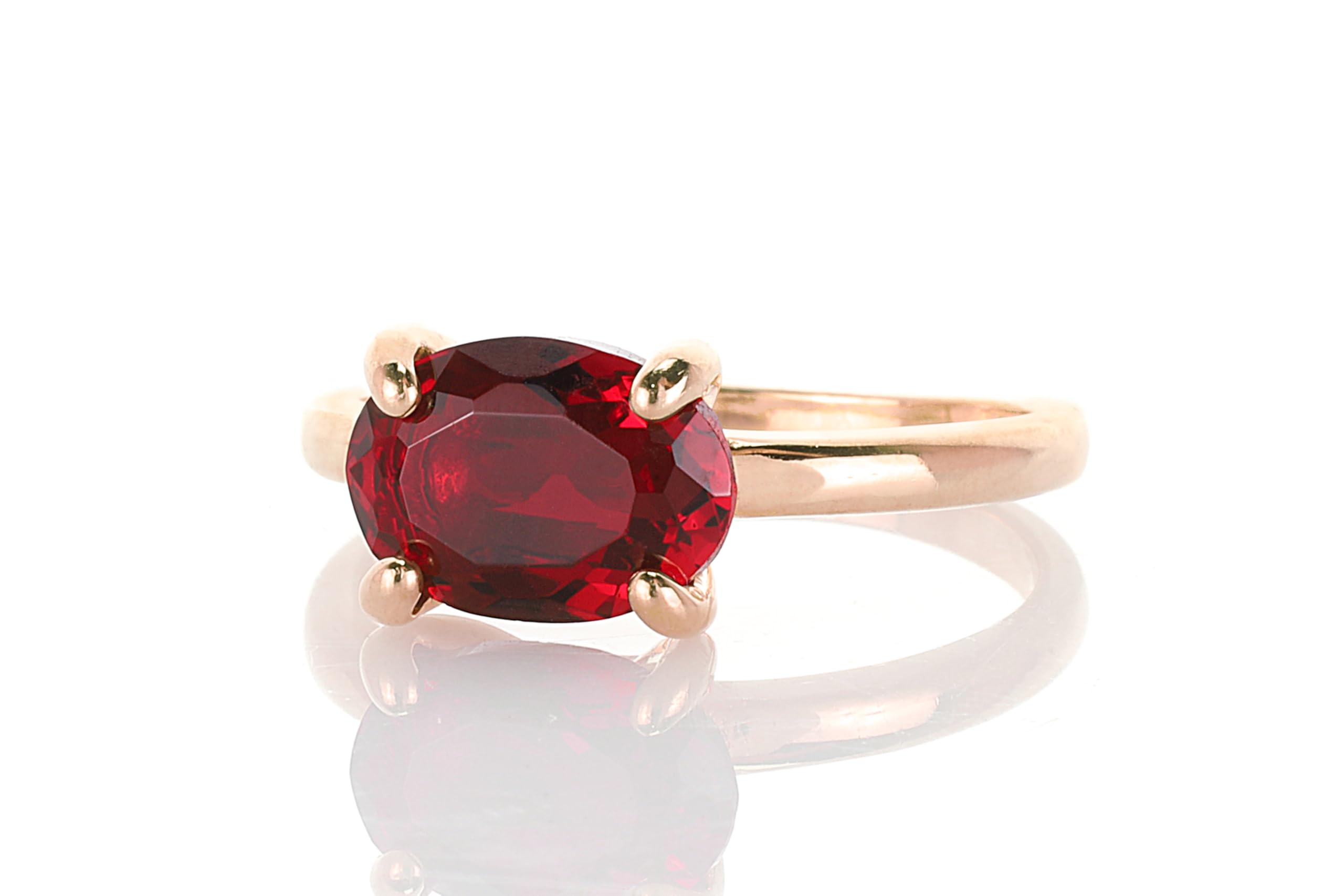 Garnet Jewelry Ring for Women - Handmade Rose Gold Wedding Band, Birthstone & Gemstone Fashion Ring - Elegant Gift Box Included - Perfect for Bridal, Anniversary & Special Occasions