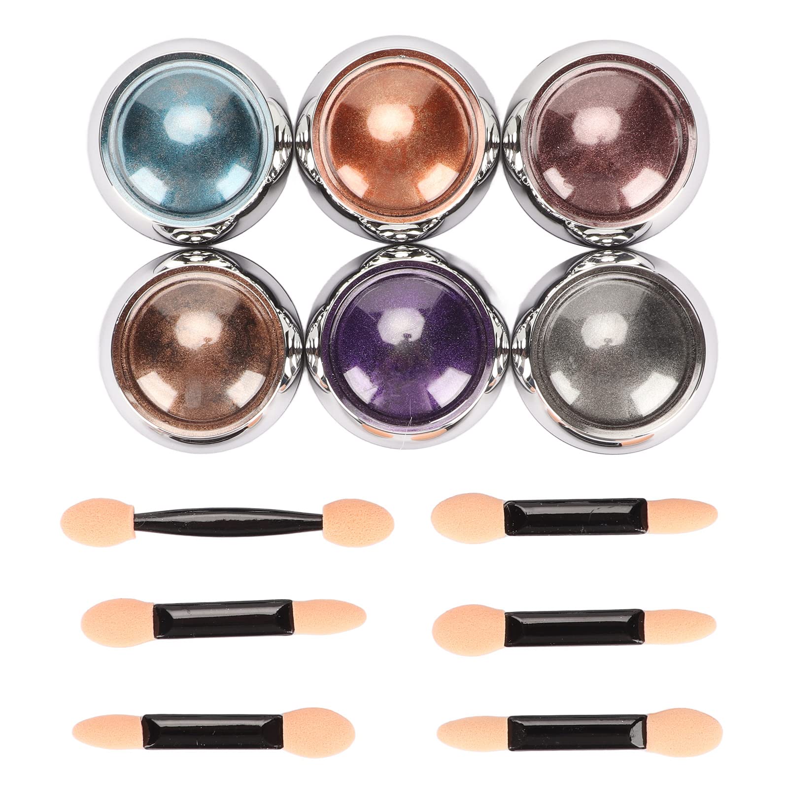 6 Colors Chrome Nail Powder - Mirror Metallic Nail Art Powder with Eye Applicator for Manicure & Nail Decoration - Perfect for Salon, Home DIY, Party & Special Occasion Nails