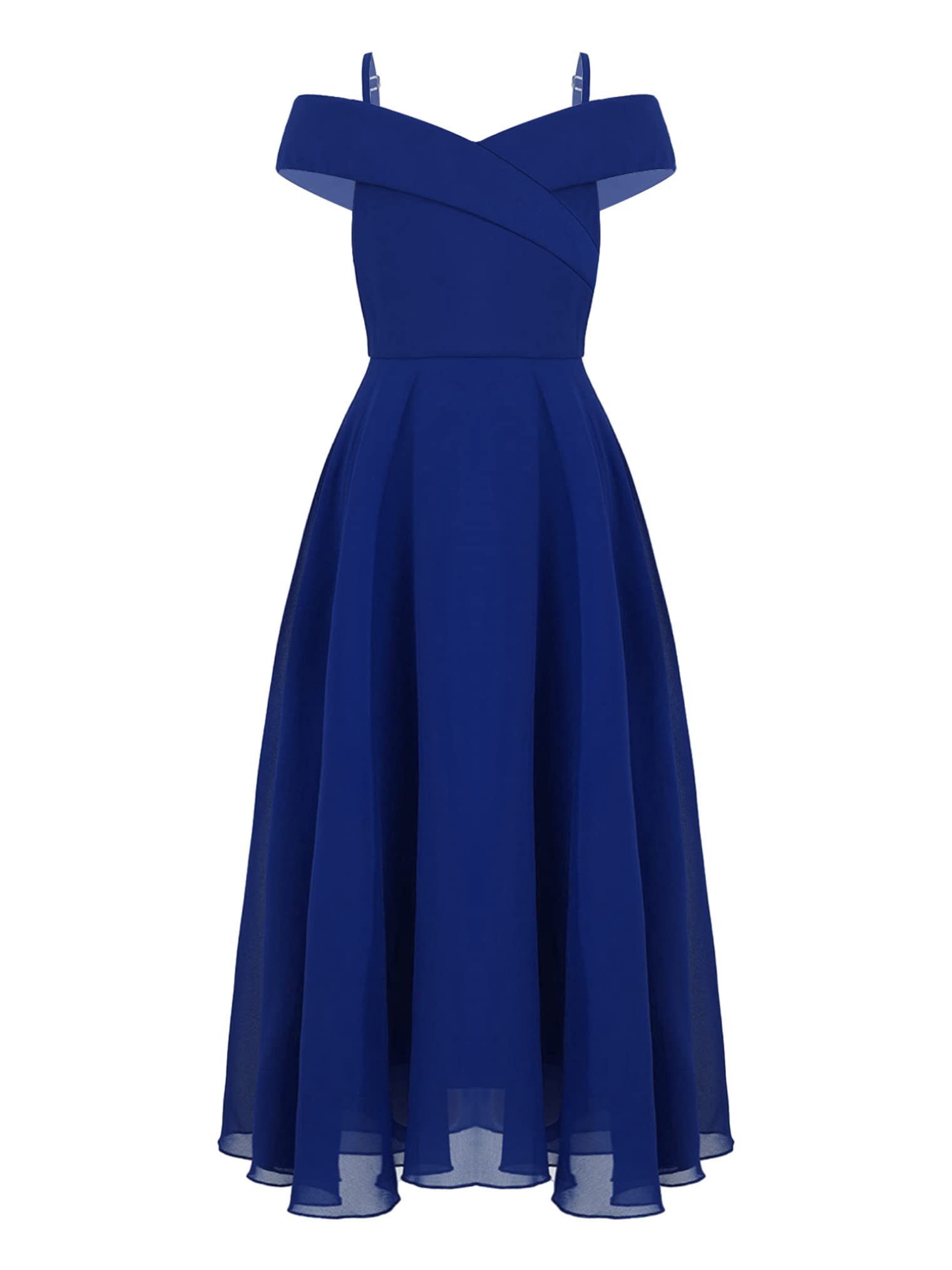 Hularka Girls Off Shoulder Flower Girl Dress - Chiffon Bridesmaid Gown for Weddings, Birthday Parties & Formal Dances | Elegant Ball Gown for Special Occasions