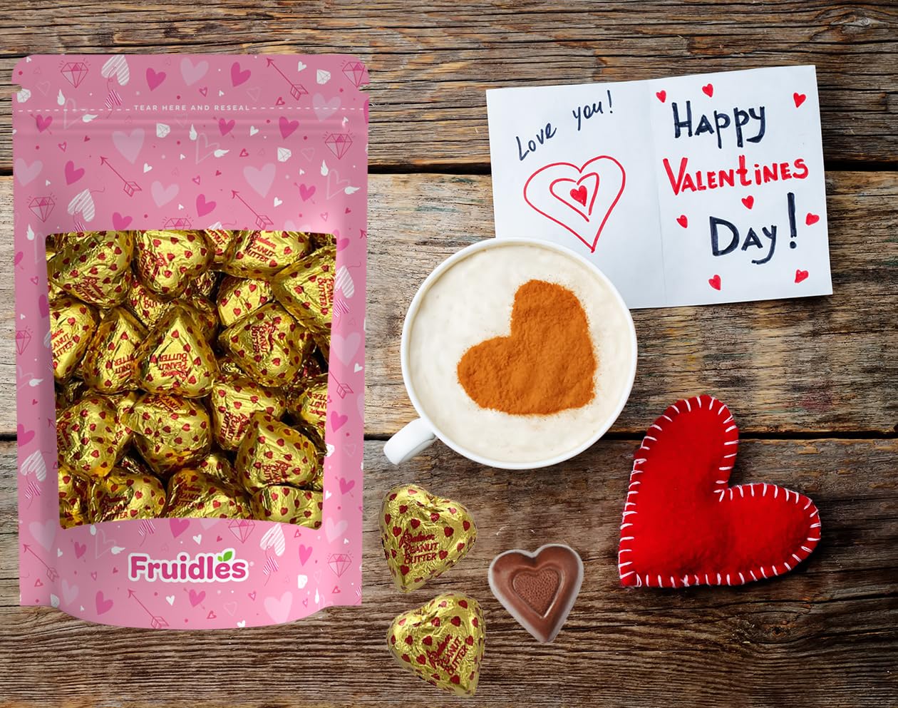 Valentine's Milk Peanut Butter Chocolate Hearts - Creamy Milk Chocolate Treats, Kosher Certified Dairy, Individually Wrapped (8oz) - Perfect for Valentine's Day Gifts, Romantic Surprises & Holiday Desserts