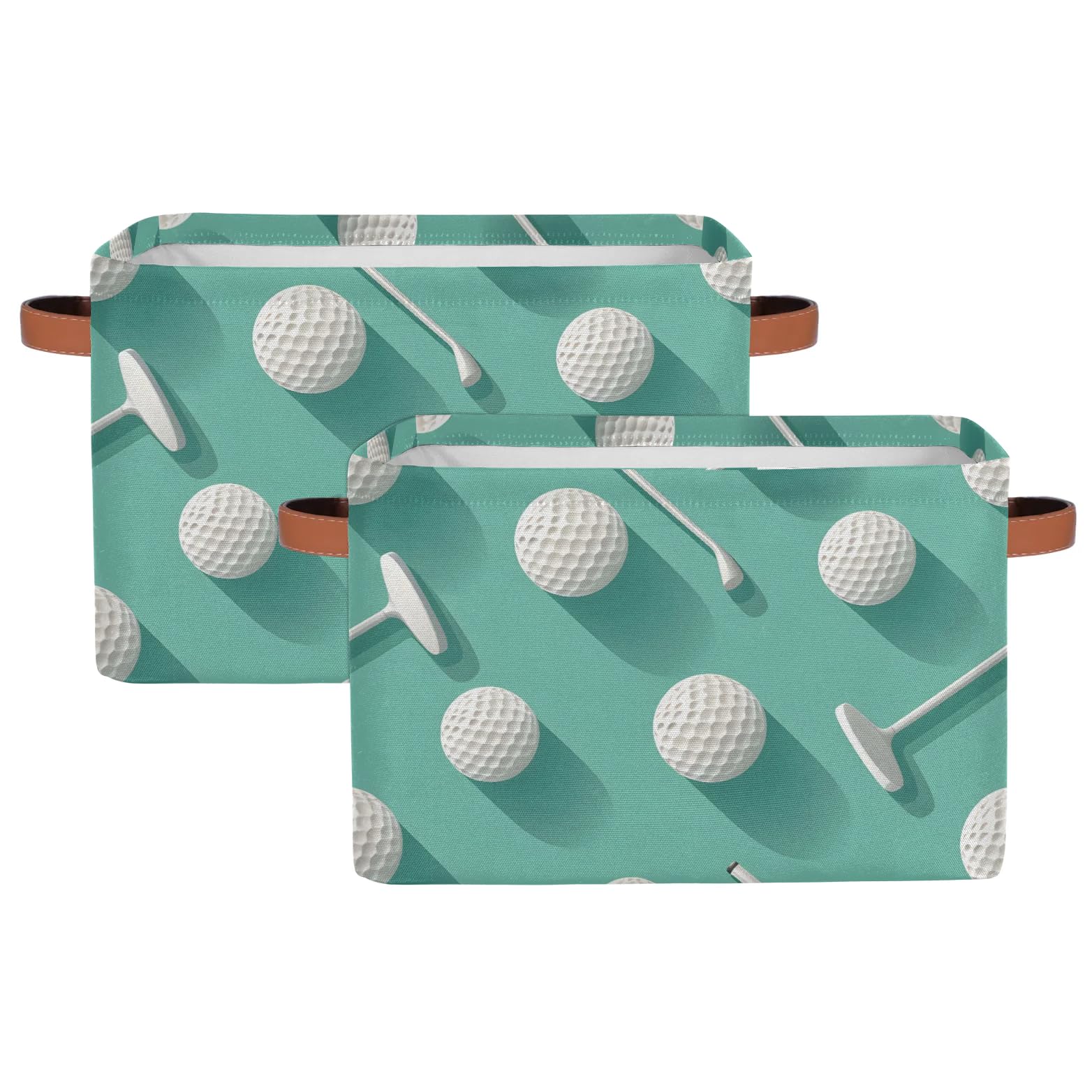 2-Pack Cyan Storage Baskets with Handles - Multi-Purpose Organizer for Golf Equipment, Toys & Closet Storage | Durable Storage Bins for Home, Office & Garage Organization