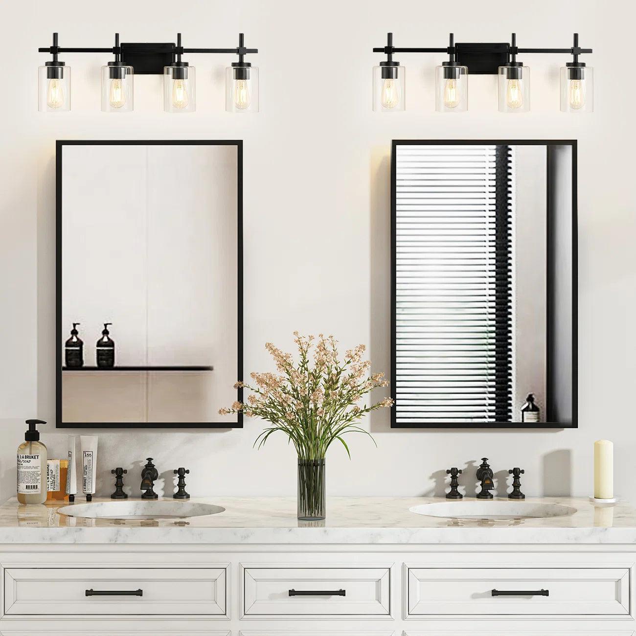 Jasper Modern 4-Light Clear Glass Bathroom Vanity Light Fixture - Perfect for Bathroom, Powder Room, and Dressing Area Lighting