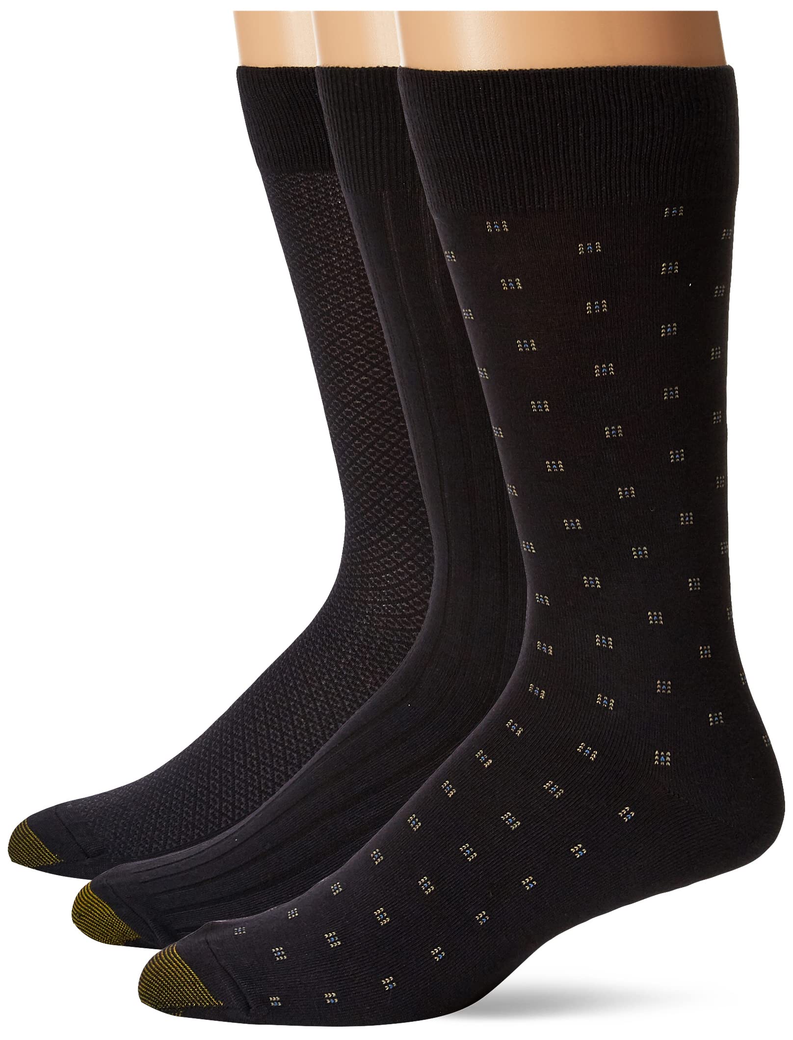 Premium Gold Toe Men's Dress Crew Socks - 3 Pairs Pack - Comfortable Formal & Business Socks for Office, Wedding & Daily Wear