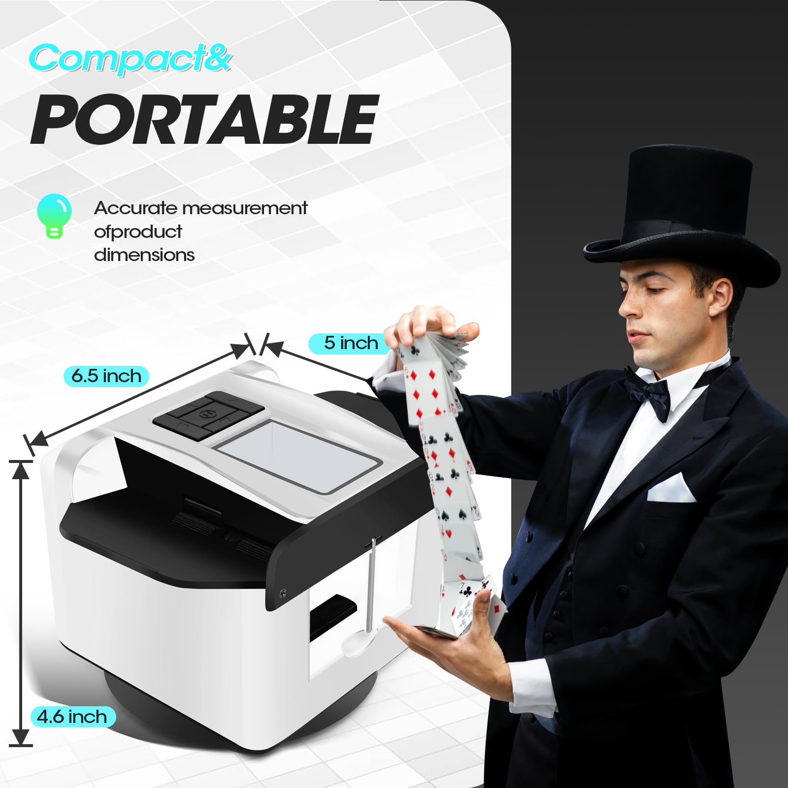 G1 Pro 2025 Automatic Card Shuffler and Dealer 2-in-1 - Ultra Quiet Rechargeable Poker Machine with Remote Card Calling for 12 Players - Perfect for Casino Nights, Poker Parties, and Family Board Game Nights (White)