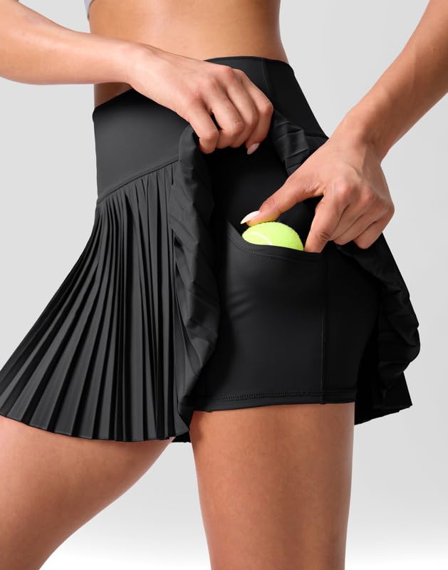 SANTINY Women's High Waisted Pleated Tennis Skirt with Pockets - Lightweight Athletic Skort for Golf, Tennis & Running - Perfect for Sports, Workouts & Casual Wear