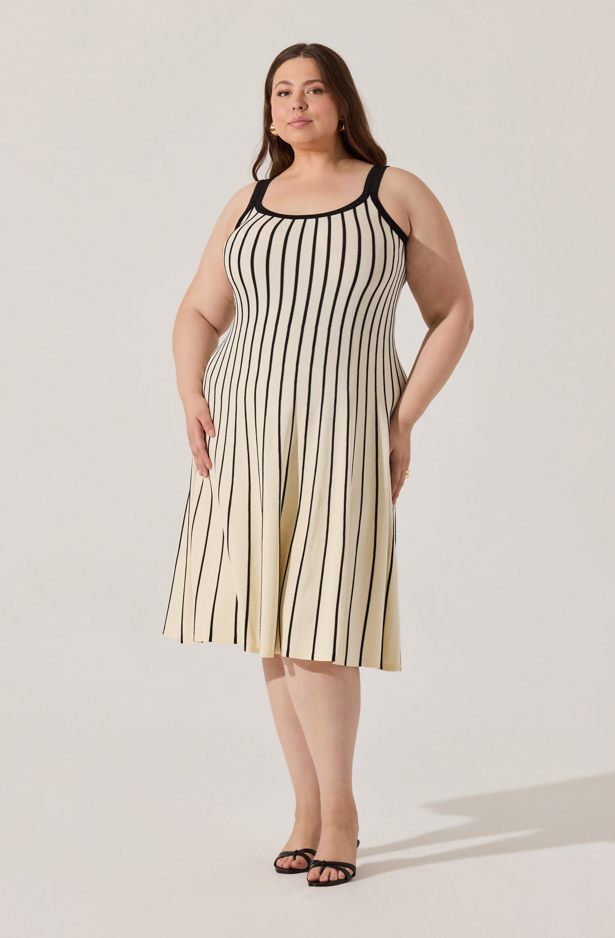 Irecia Striped Sweater Midi Dress for Women - Soft Knit Long Sleeve Bodycon Dress for Fall Winter, Perfect for Office, Date Night and Holiday Parties