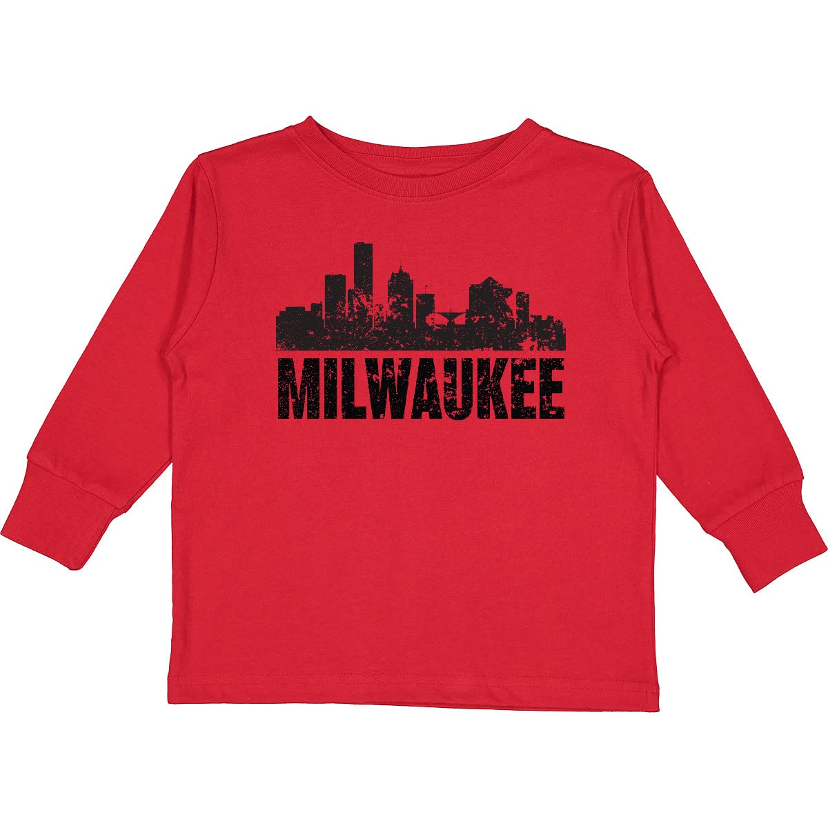 Milwaukee Skyline Grunge Toddler Long Sleeve T-Shirt | Inktastic Graphic Tee for Boys & Girls | Perfect for Playdates, Family Outings & City-Themed Events
