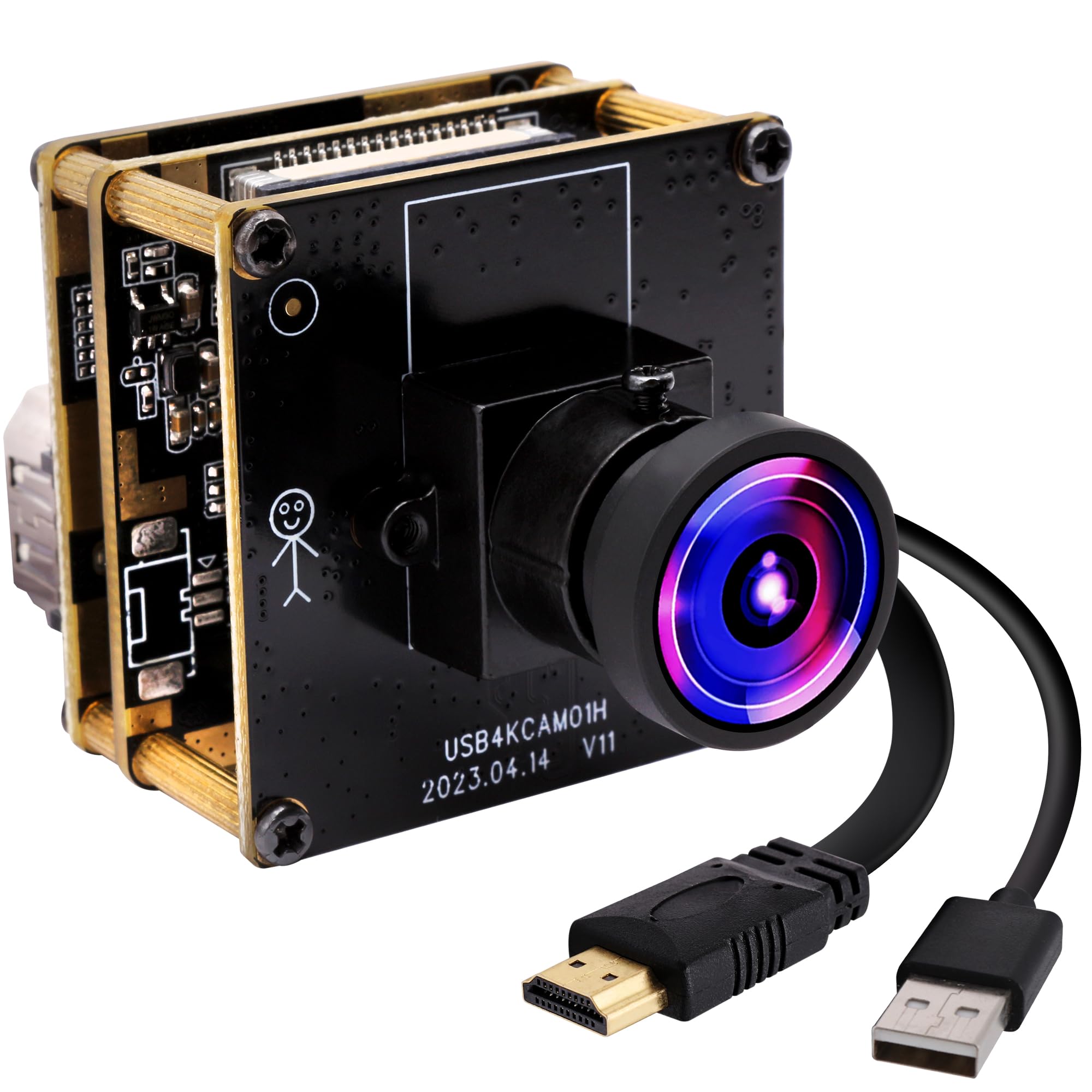 4K USB Camera with IMX415 Sensor - 120° Wide Angle Lens, No Distortion, H.265 Support - Compatible with Windows, Linux, Android, Mac OS - Perfect for Video Conferencing, Live Streaming & Online Classes