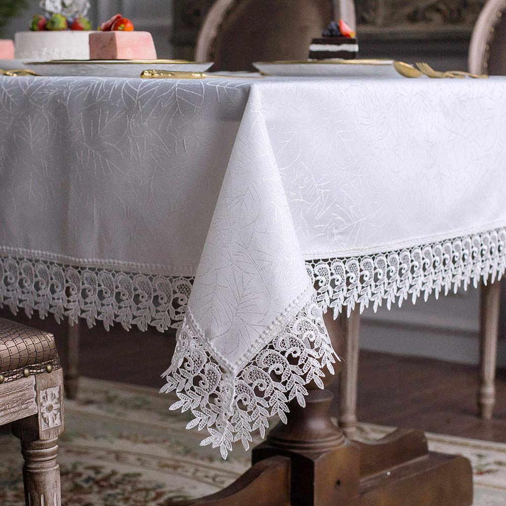 ARTABLE White Lace Tablecloth 60x84 Inch - Antique Floral Macrame Table Cover for Farmhouse, Rustic Kitchen, Outdoor Party, Birthday & Picnic Decor - Elegant Rectangle Fall Table Linens for Dining, Wedding & Holiday Gatherings