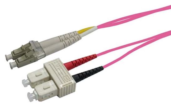 0.5M 50u LC/SC OM4 Duplex Multimode Fiber Optic Patch Cable - Raspberry Pink LSZH Jacket - High Speed Data Transmission for Server Rooms, Data Centers & Networking Applications
