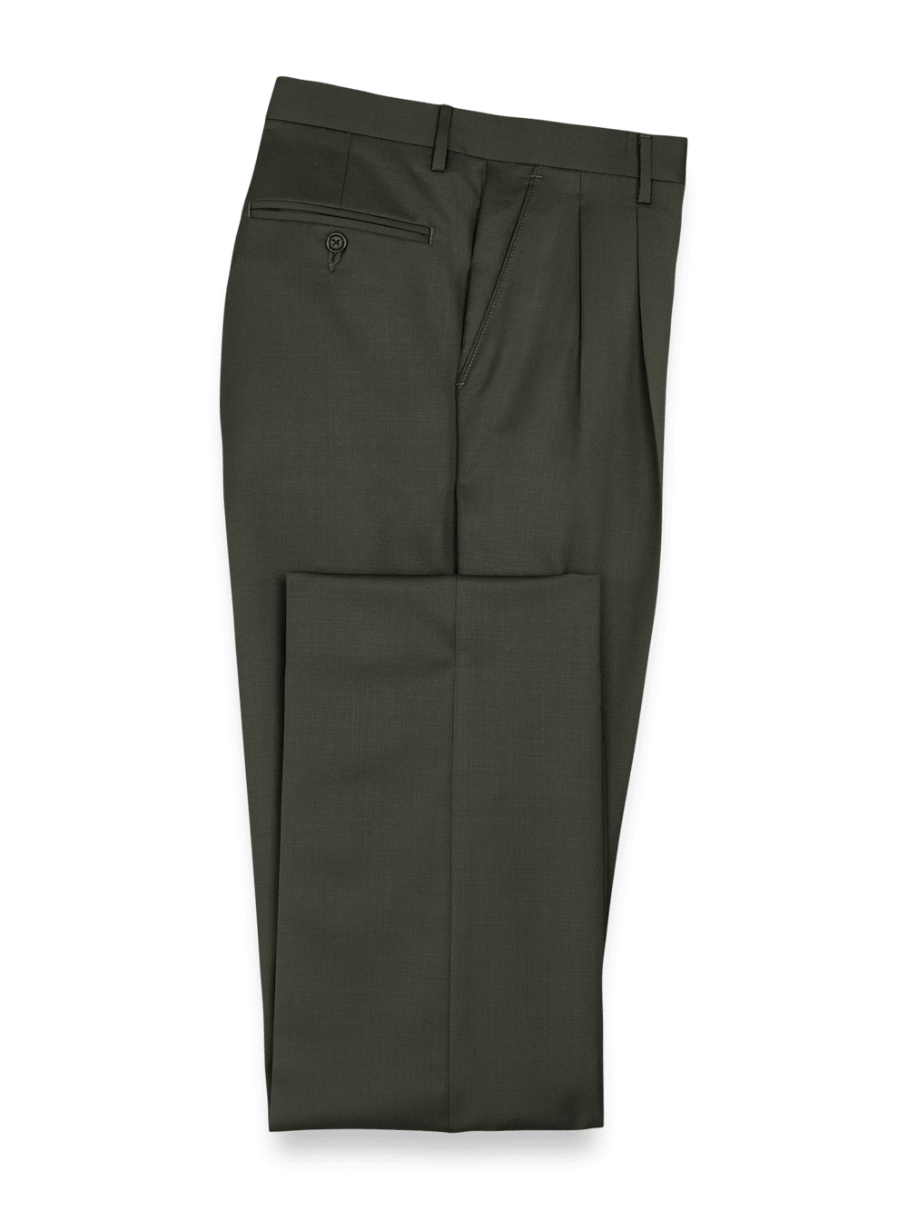 Premium Wool Gabardine Dress Pants for Men - Olive Green | Comfortable & Durable Office & Business Casual Trousers | Perfect for Work, Weddings & Formal Events