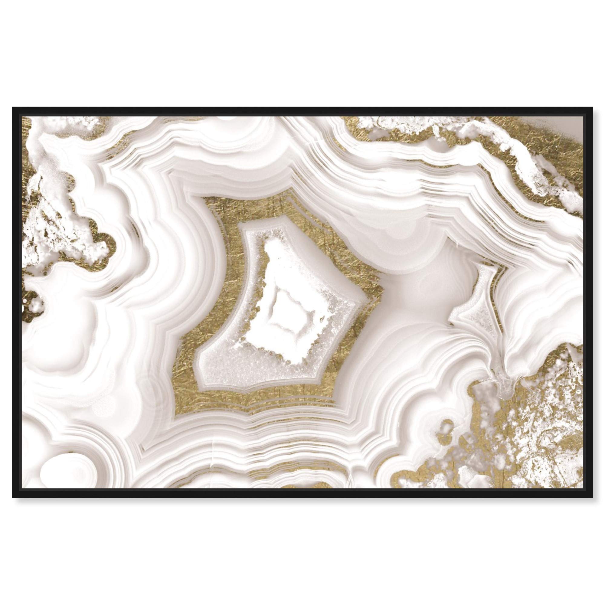 Oliver Gal Abstract Framed Wall Art 'AdoreGeo Luxe' Crystal Canvas Print - 10x15 Inches Gold & White Home Decor for Living Room, Bedroom & Office