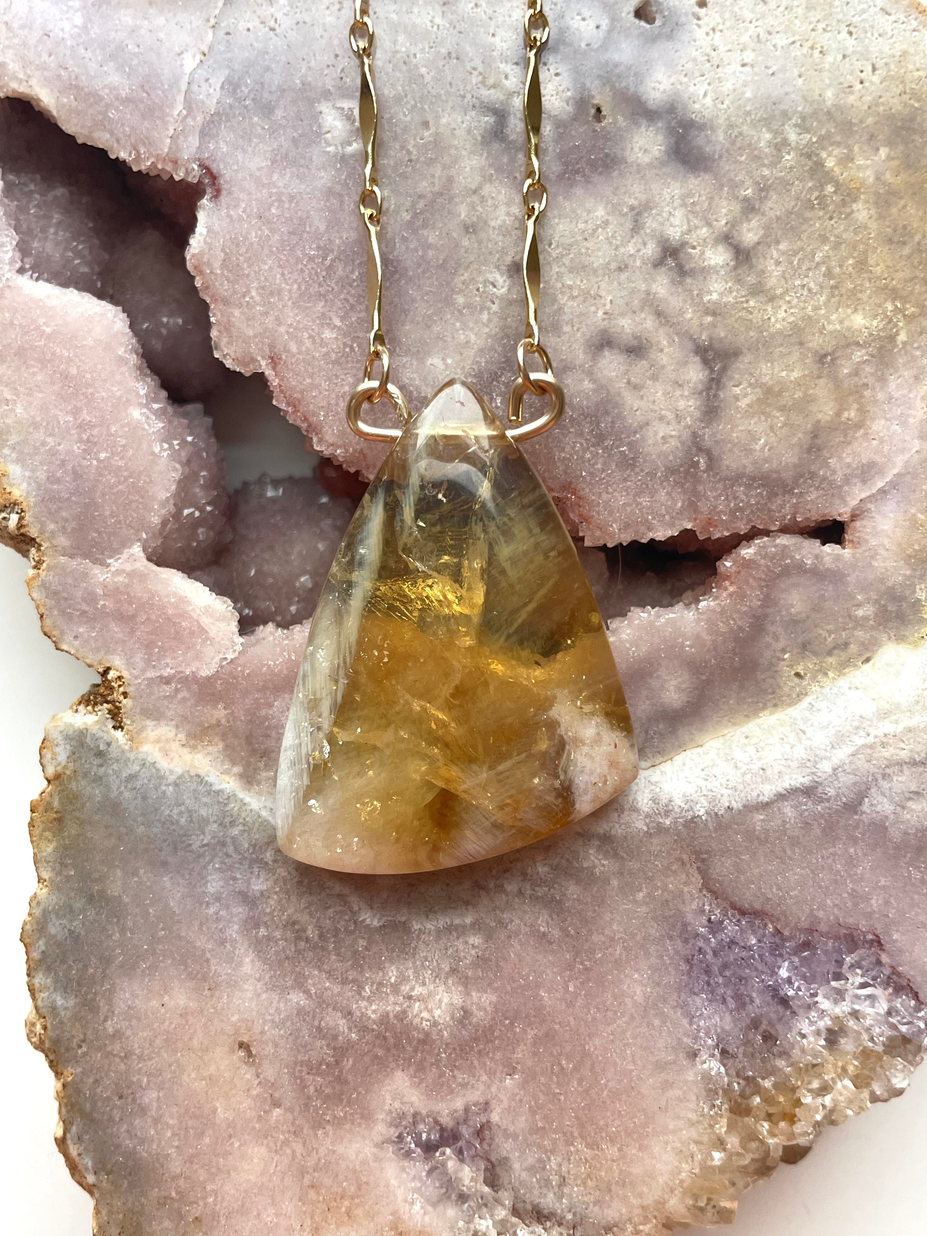 Genuine Yellow Citrine Necklace - 14k Gold Filled Chain - Elegant Chunky Gemstone Jewelry for Women - Perfect for Gifts, Parties & Everyday Wear
