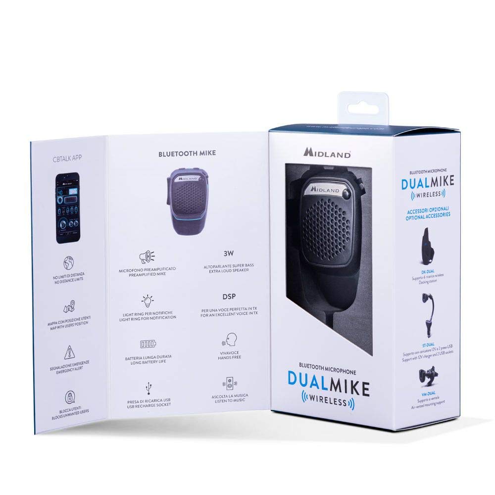 Midland C1363 Dual Microphone Wireless CB Radio with Analog & Digital Modes, Bluetooth Connectivity - Includes 1 Mic, USB Cable & Car Mount - Perfect for Trucking, Off-Roading & Emergency Communication