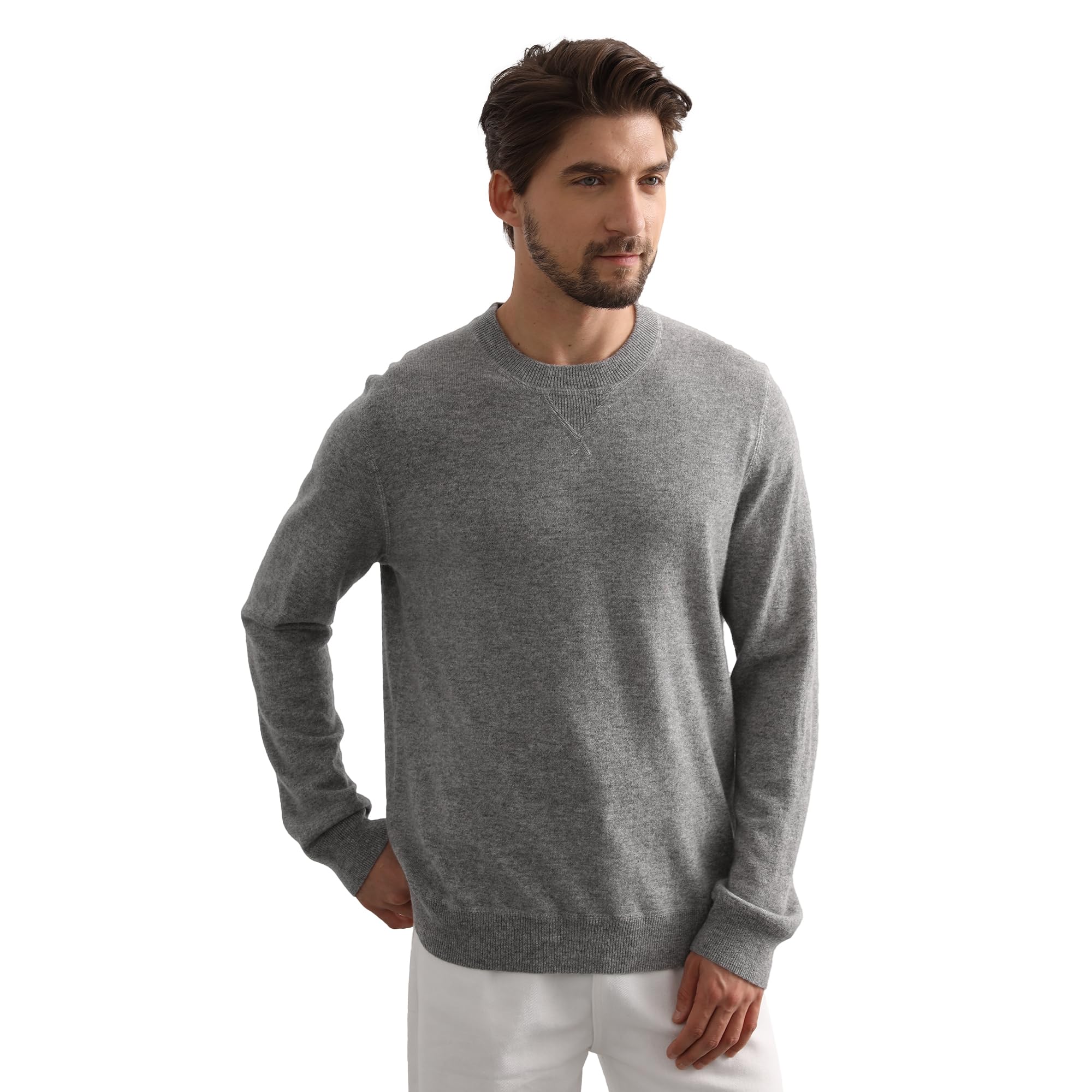 Premium Men's Cashmere Sweater - Soft & Warm Crewneck Long Sleeve Pullover - GreenMount Essential Base Layer for Winter, Fall & Casual Wear