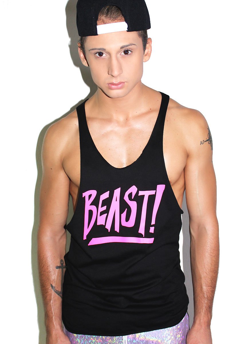 Marek & Richard Beast String Tank Top for Men - Black Workout Shirt for Gym, Running & Fitness Training