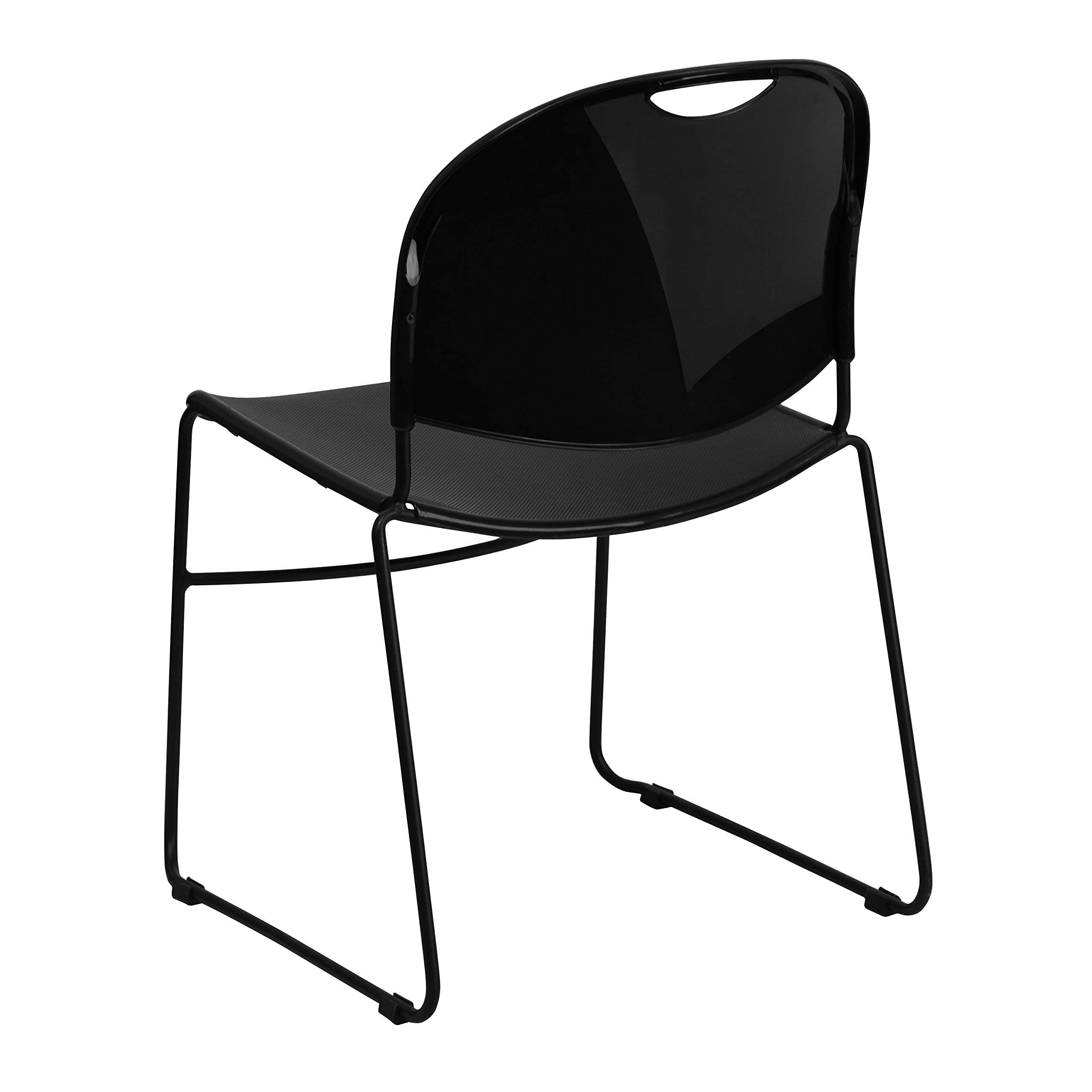 EMMA + OLIVER Black Ultra-Compact Stackable School Chair - Space-Saving Office Guest Chair & Student Chair for Classrooms, Dorm Rooms, and Small Spaces