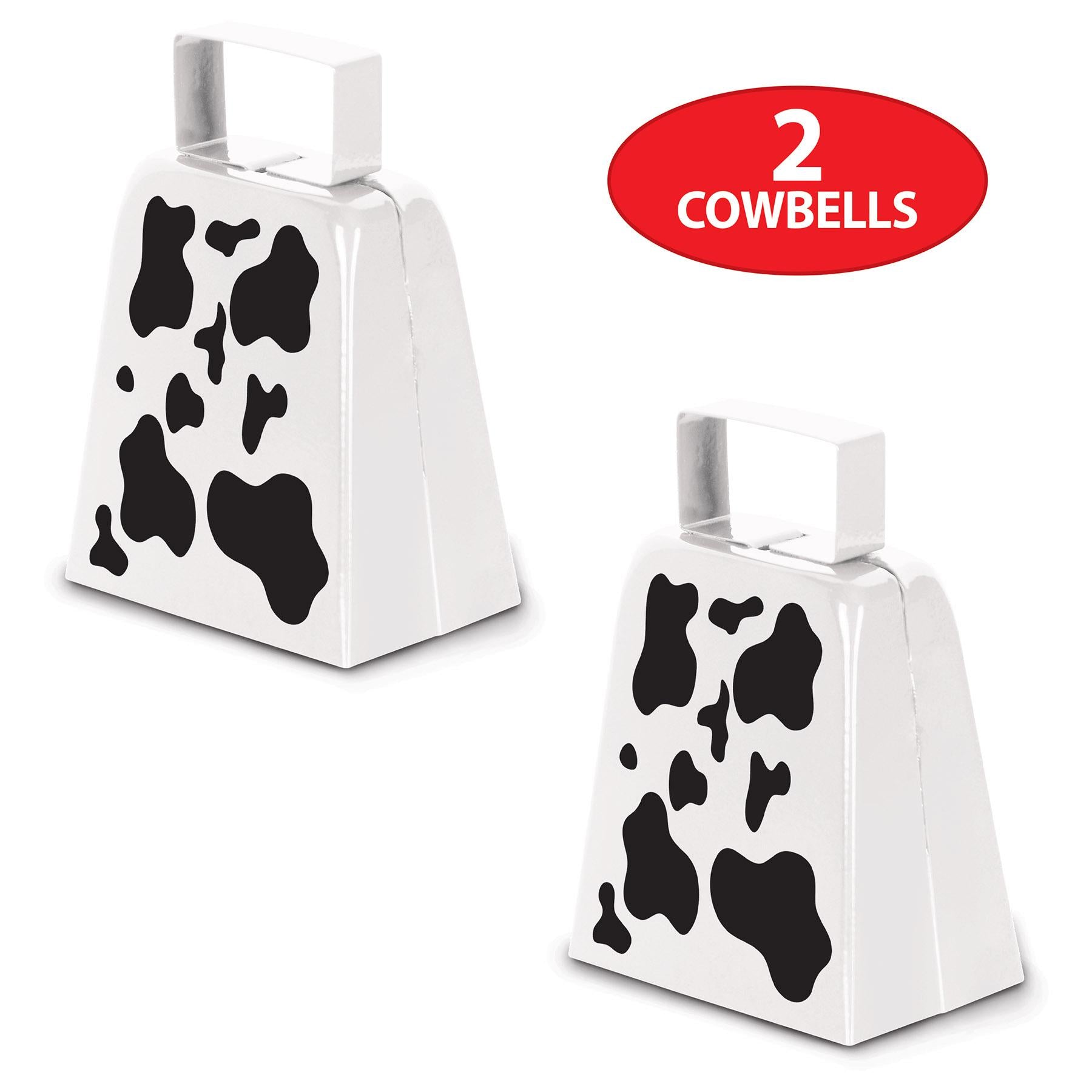 12 Pack Beistle Cow Print Cowbells - Fun Party Favors for Western Themed Events, Farm Animal Birthday Decorations & Cowboy Costume Accessories