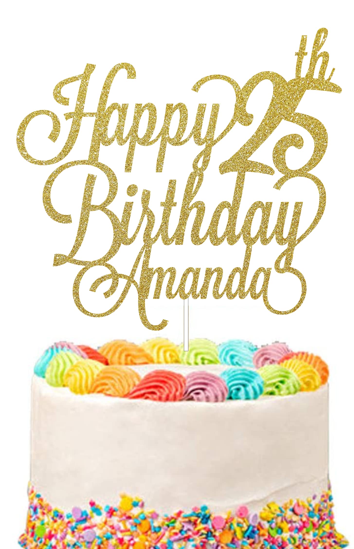 Custom Gold Birthday Cake Topper - Personalized with Name & Age for 1st, 10th, 13th, 16th, 18th, 21st, 30th, 40th, 50th, 60th, 70th, 80th Birthday Parties - Glitter Cake Decoration for Weddings, Anniversaries & Special Celebrations