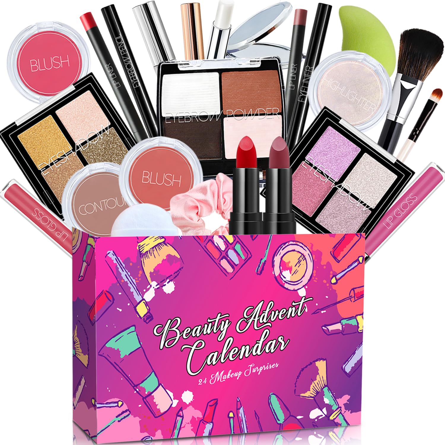 2024 Makeup Advent Calendar for Women & Teen Girls - Beauty Countdown Calendar with Trendy Cosmetics Set, Unique Christmas Gift for Her | Perfect for Holiday Countdowns, Stocking Stuffers & Birthday Presents
