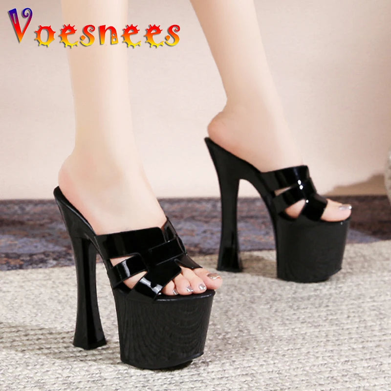 17.5CM High Heel Platform Sandals for Women - Sexy Thick Sole Party Pumps - Fashionable Summer Slippers for Europe & America - Perfect for Nightclub, Wedding & Evening Events