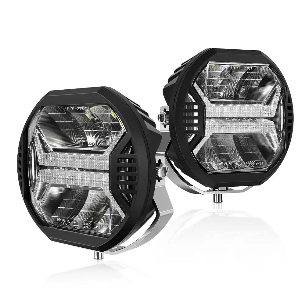 LOYO 5.75 Inch WindTunnel LED Driving Lights - 100W 6000LM Offroad Light Bar, Waterproof Work Light for Truck, Jeep, Pickup, ATV, UTV - Perfect for Night Driving, Off-Roading & Emergency Lighting