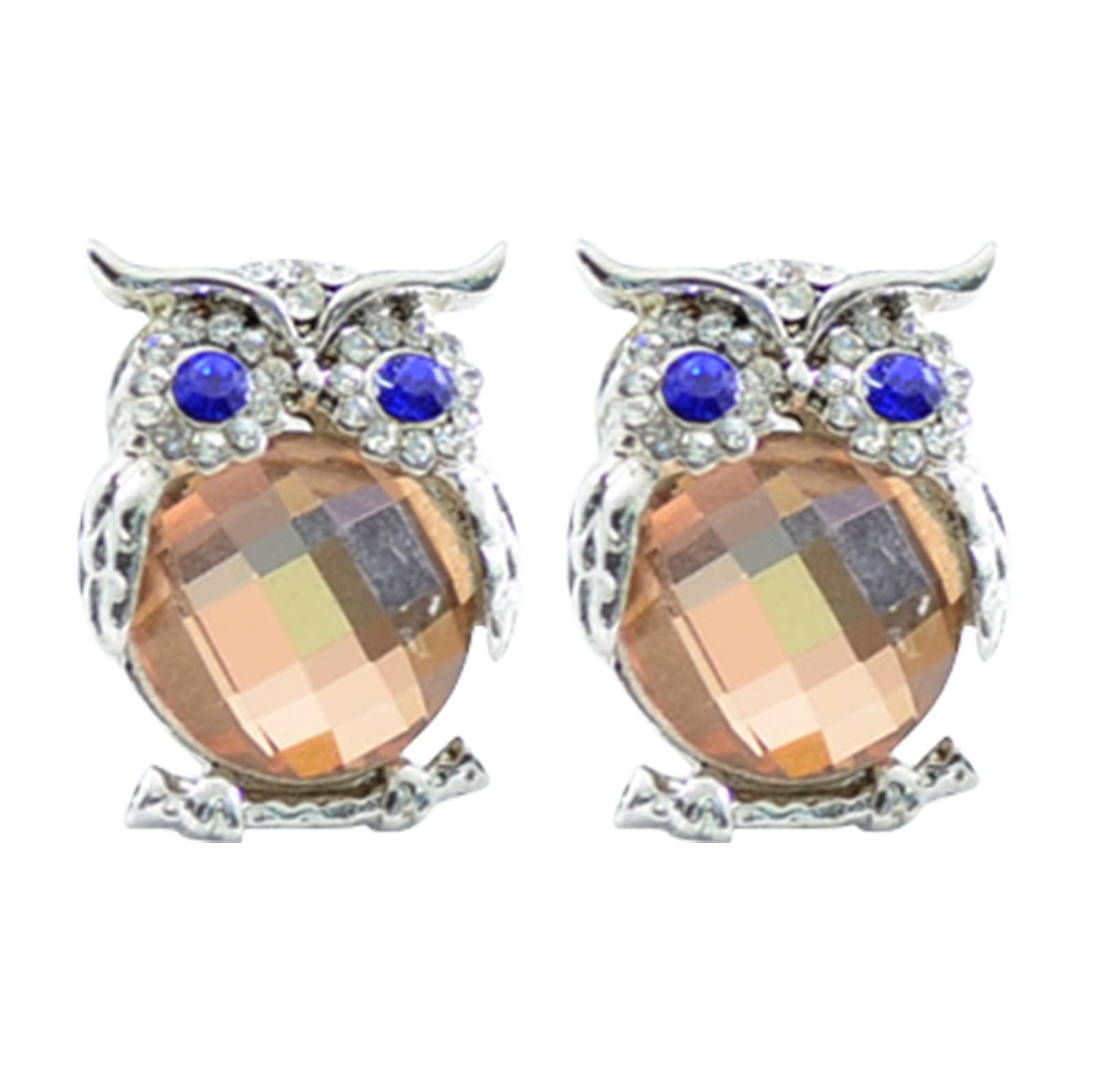 Owl Glass Stud Earrings for Women - Elegant Dangle & Diamond Crystal Earrings - Perfect for Parties, Weddings & Everyday Wear (One Size)