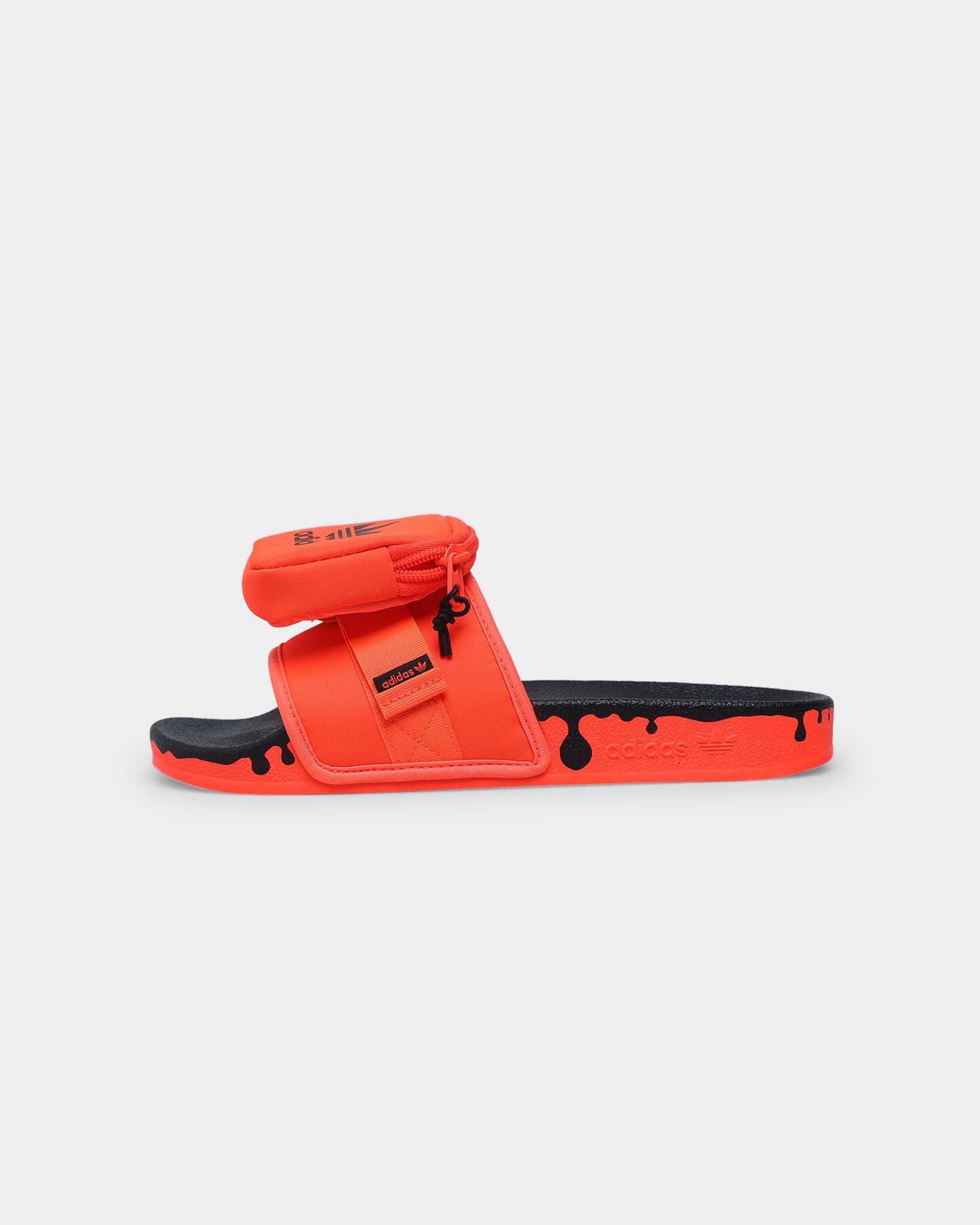 Adidas Pouchylette Slides for Men & Women - Solar Red/Core Black - Comfortable Summer Sandals for Beach, Pool & Casual Wear