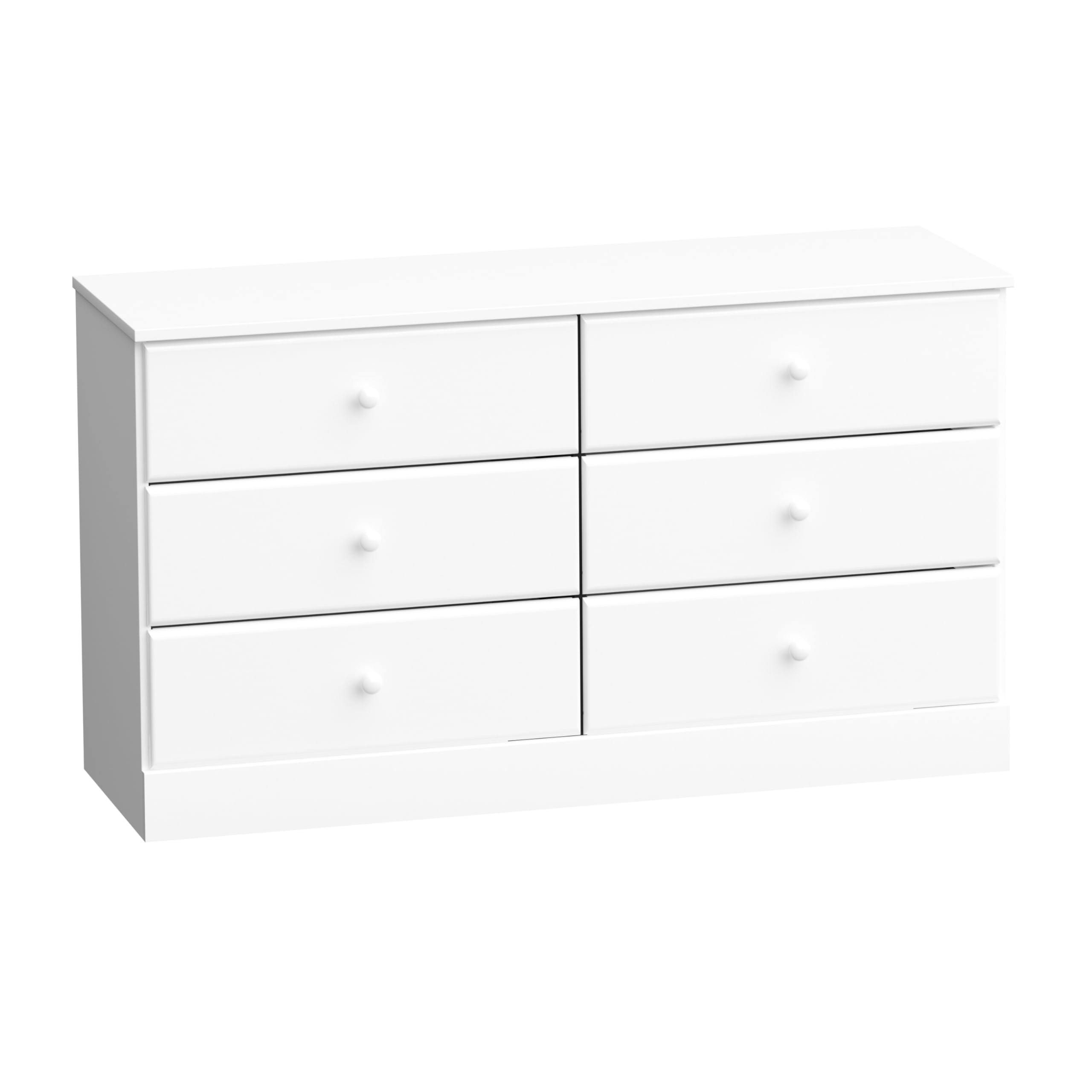 Prepac Astrid 6-Drawer Dresser in White - Modern Bedroom Storage Furniture for Clothes & Accessories Organization | Perfect for Home, Apartment & Dorm Room Decor