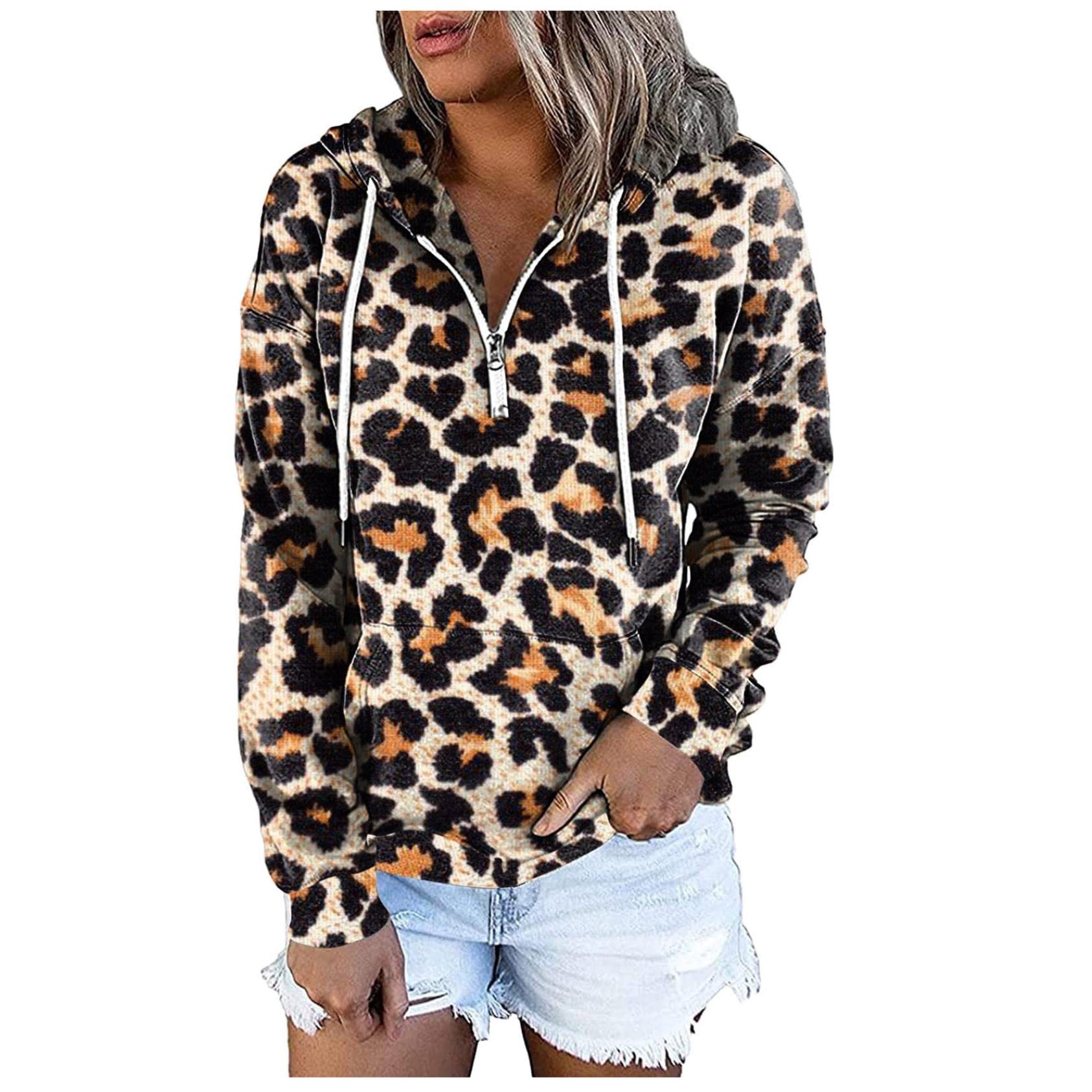 Women's Casual Long Sleeve Zip Up Hoodie with Drawstring - Loose Fit Pullover Sweatshirt for Everyday Wear, Gym, and Outdoor Activities