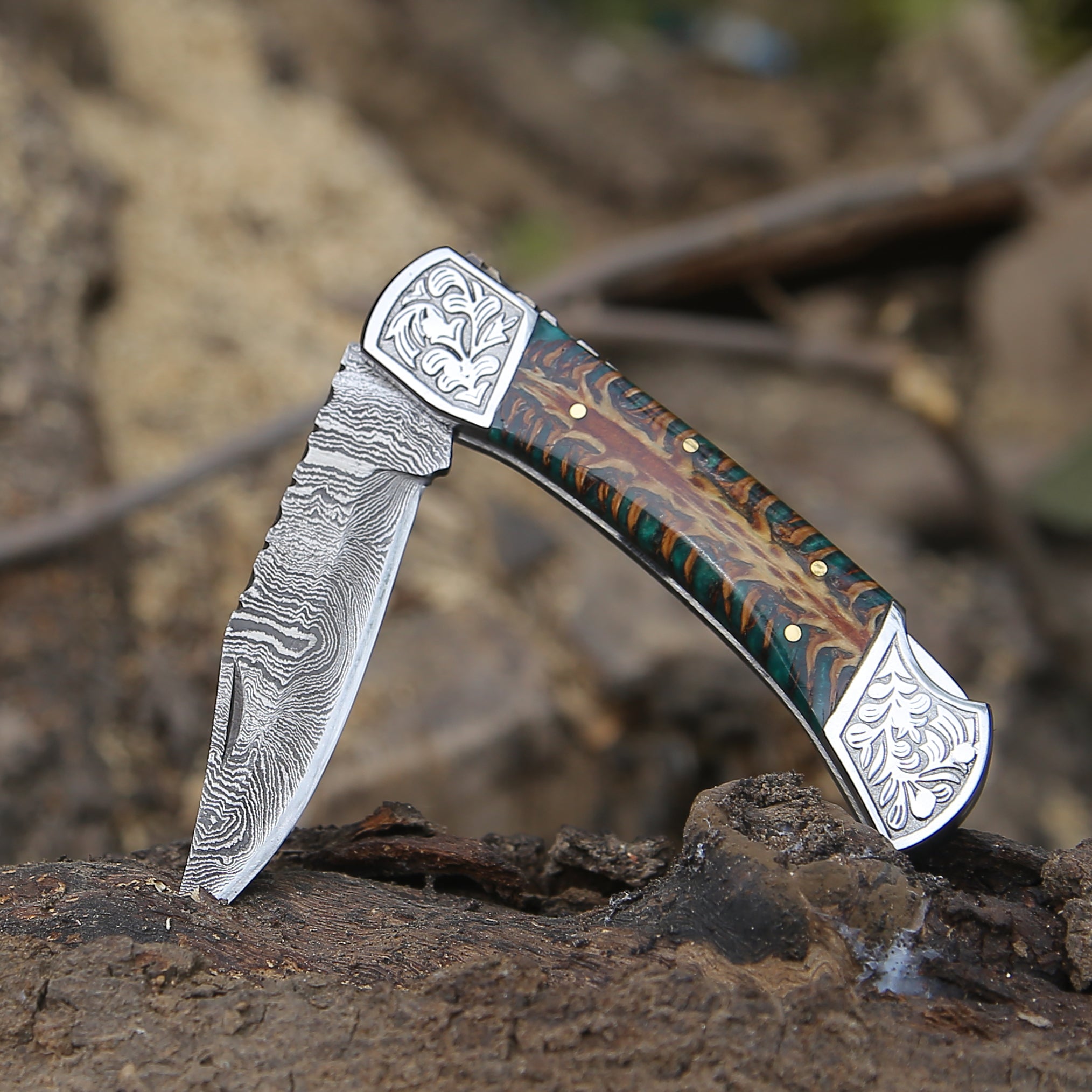Premium Striker Pocket Knife with Natural Pine Cone Handle - Compact, Durable & Sharp for Camping, Hiking & Everyday Carry (EDC)