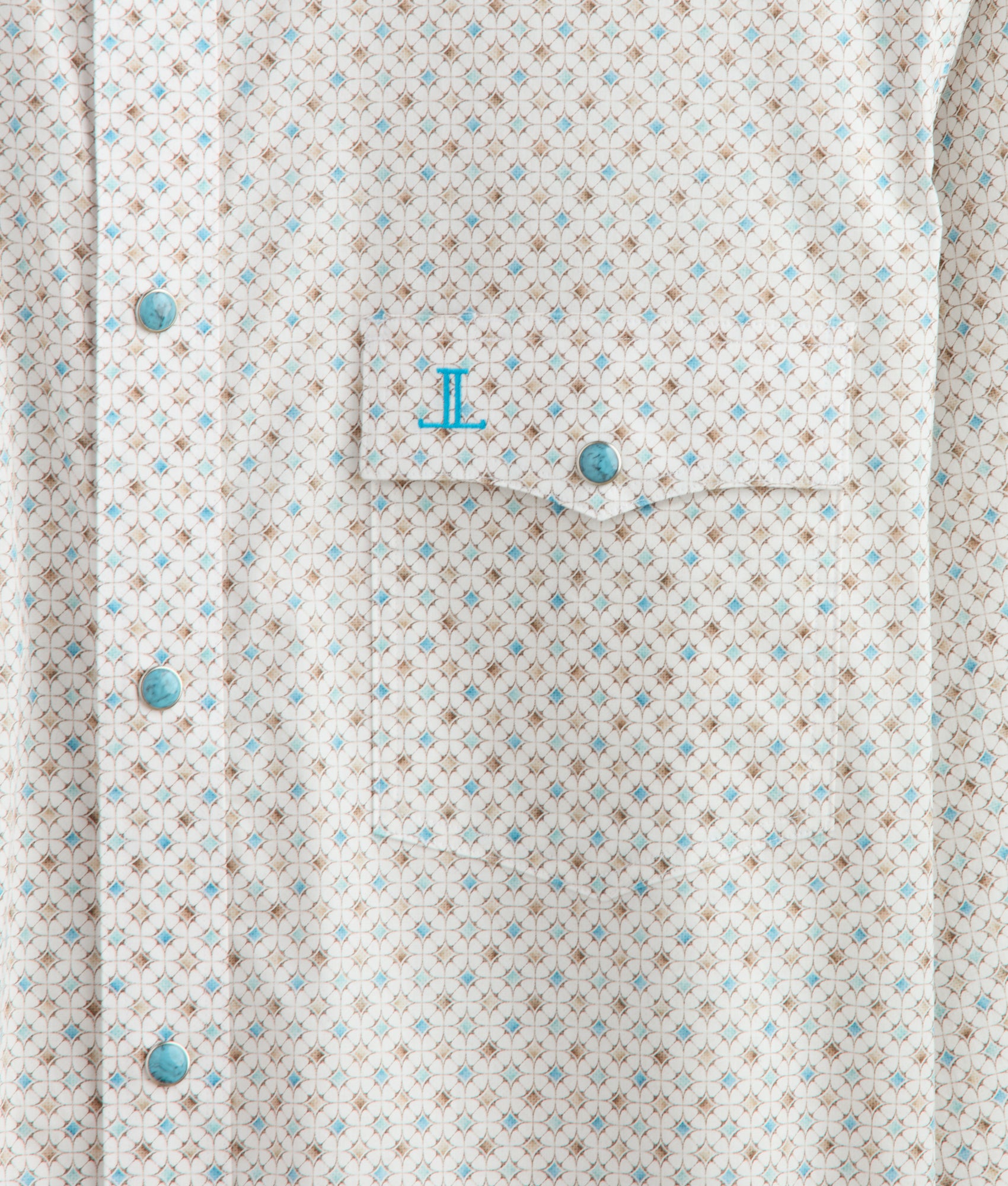 El Paso Prints - Teal and Coffee Geometric Print Scarf, Shawl or Wrap - Perfect for Casual Outfits, Office Wear and Special Occasions