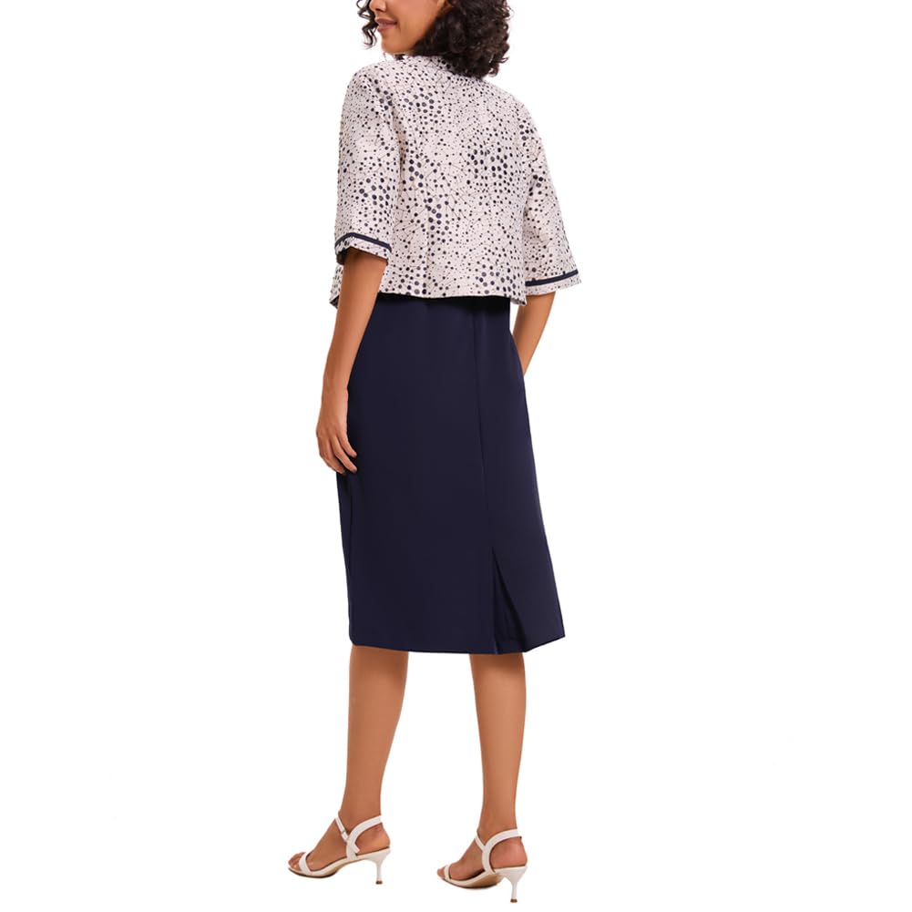 Elegant Women's 2 Piece Polka Dot Embroidered Church Suit - Mother's Day Gift, Wedding Guest Dress & Special Occasion Outfit for Evening Parties, Church Services & Formal Events
