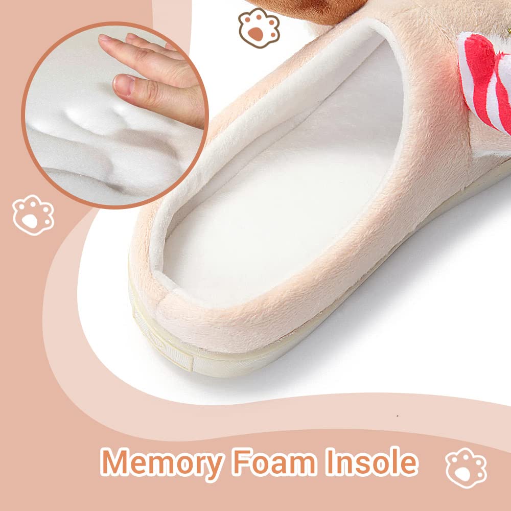Cozy Fuzzy Animal Slippers for Women & Kids - Non-Slip Memory Foam Winter House Shoes | Cute Christmas Dog, Puppy, Polar Bear & Reindeer Slippers for Indoor, Bedroom & Lounge Wear