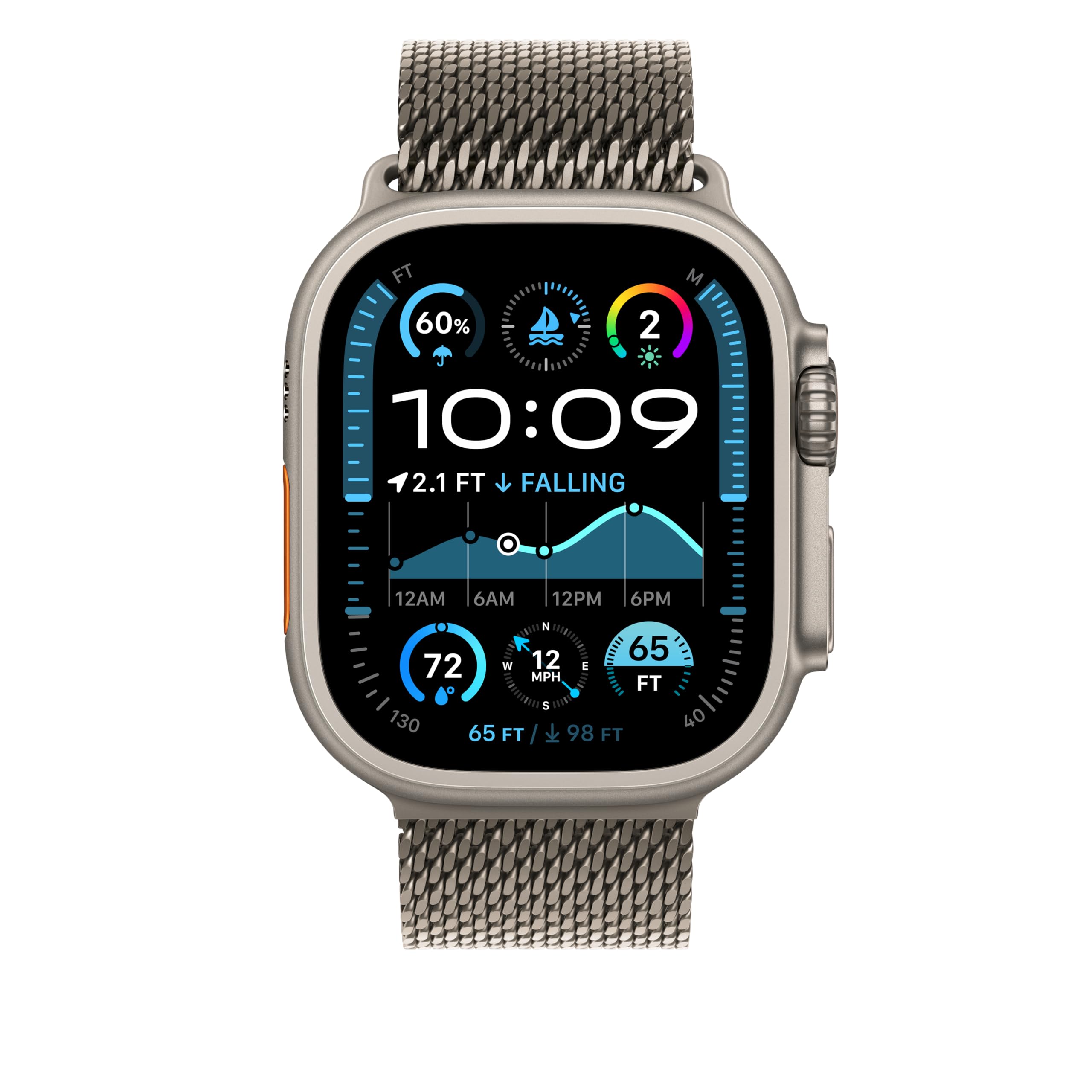 Premium Stainless Steel Milanese Loop Band for Apple Watch 49mm - Adjustable Magnetic Closure - Natural Finish - Perfect for Workouts, Business & Everyday Wear