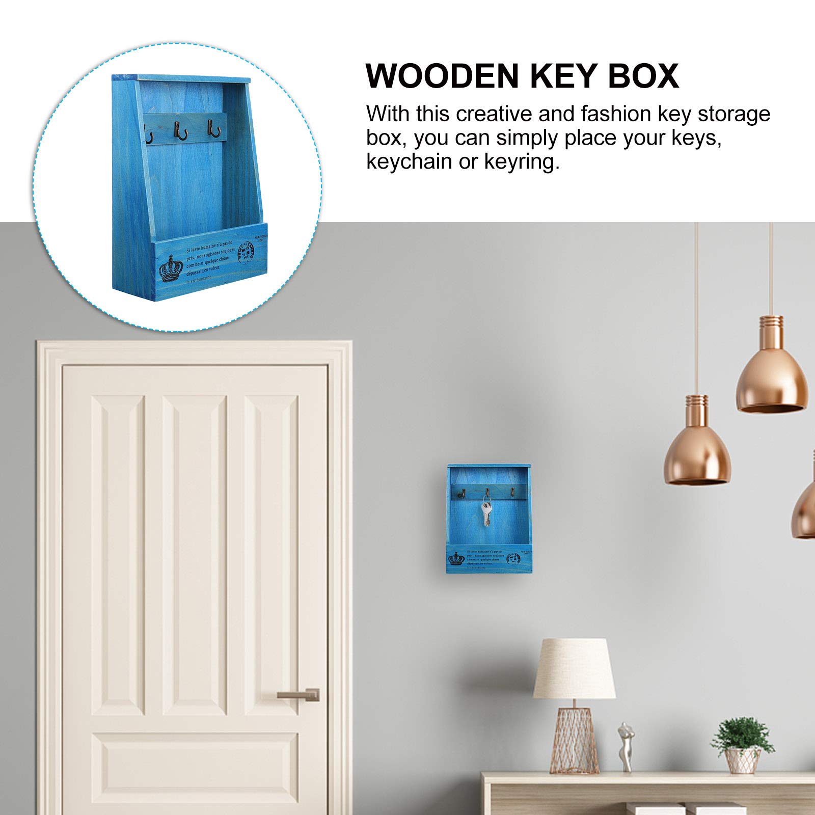 BESPORTBLE Wall Mount Key Holder - Hanging Key Storage Box with Hooks for Home, Office & Entryway Organization - Durable Key Case & Container for Keys, Mail & Small Essentials