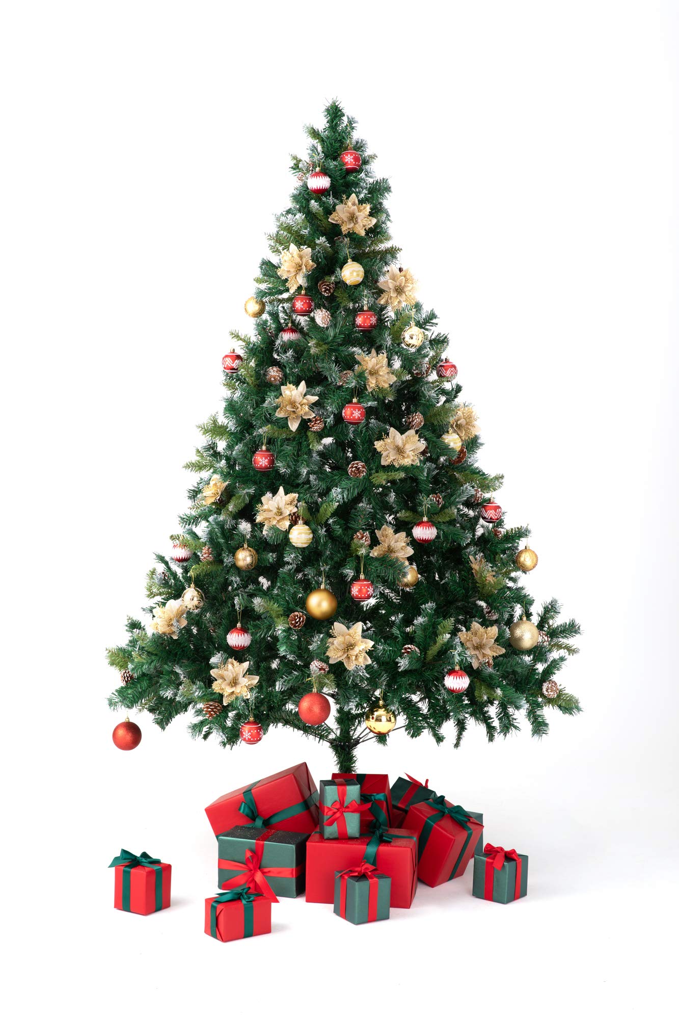 15 Pcs 6.3 Inch Artificial Poinsettia Flowers - Glitter Gold Christmas Wreath & Tree Ornaments for Holiday Home Decor, Party, Fireplace, and Festive DIY Crafts