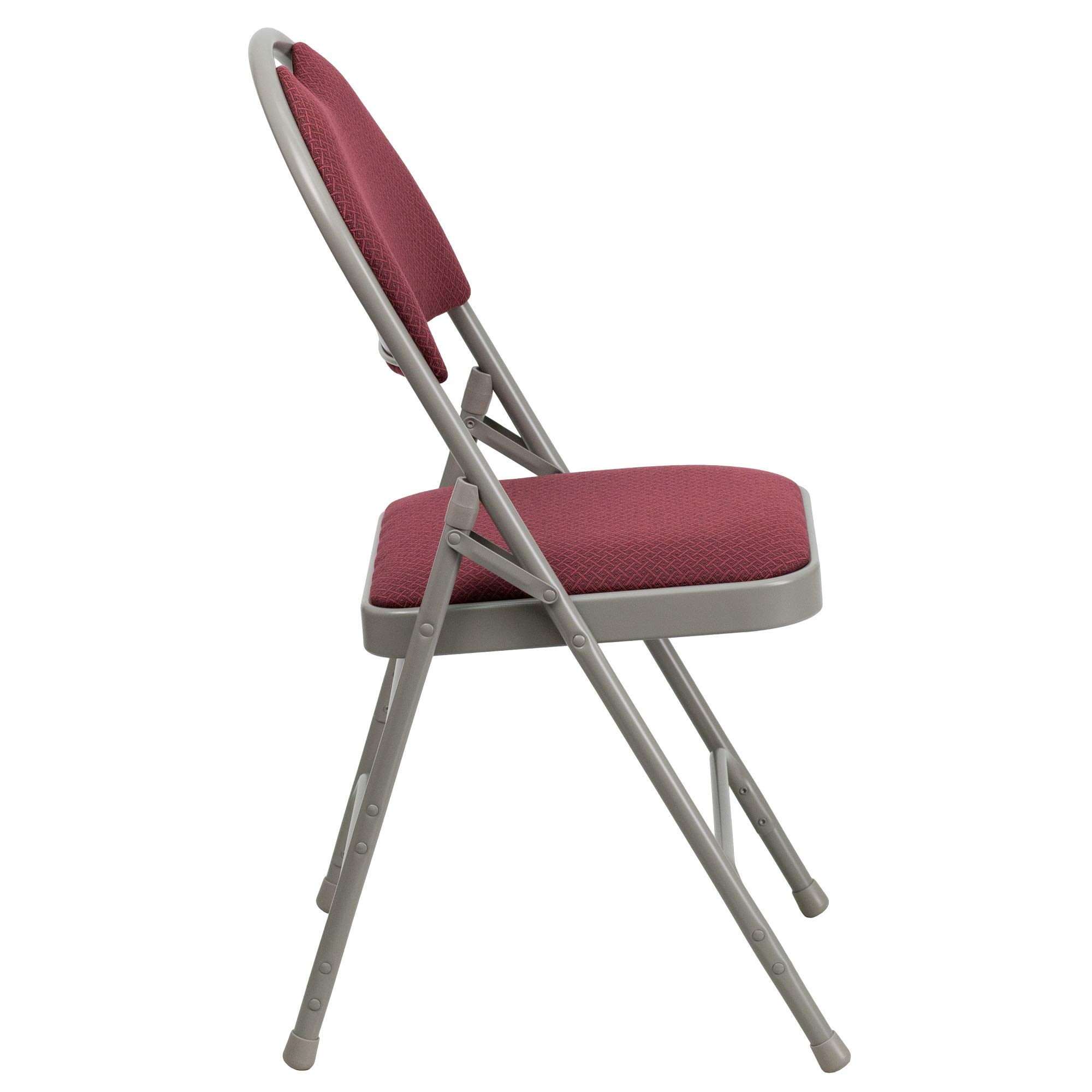 Flash Furniture 4-Pack HERCULES Series Heavy Duty Folding Chairs - Triple Braced Metal Frame, Burgundy Fabric, Easy-Carry Handle - Perfect for Weddings, Events, Parties & Home Use