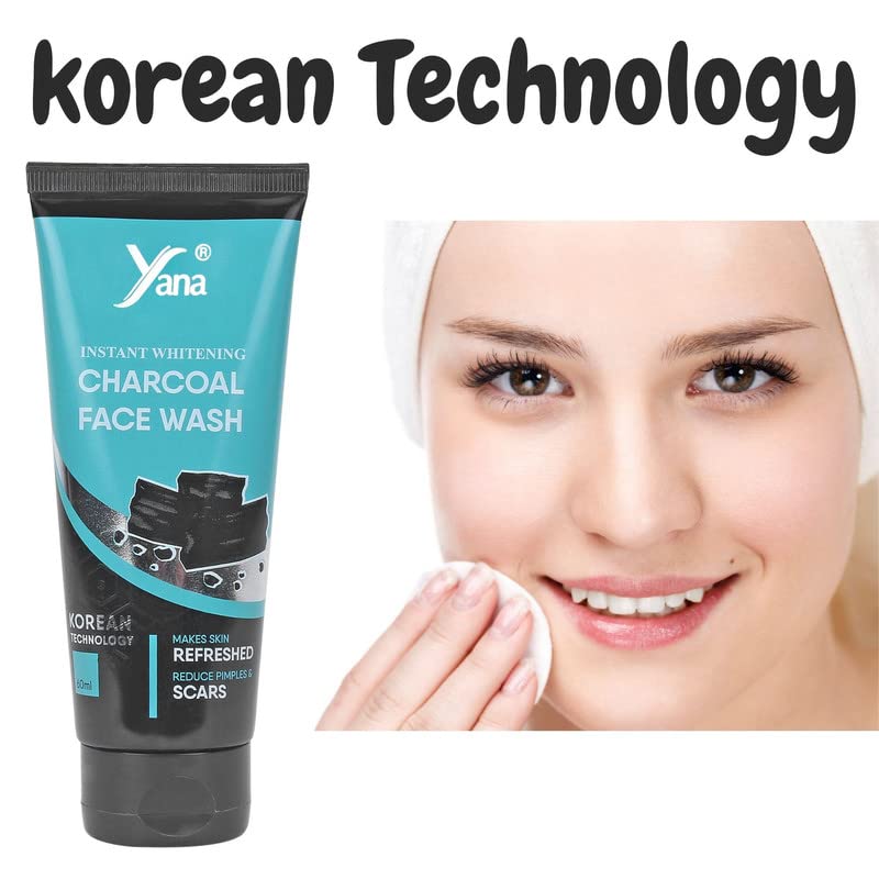 Yana Oil Control Charcoal Face Wash for Acne & Oily Skin - Deep Cleansing & Pore Minimizing for Men & Women - Perfect for Daily Skincare Routine & Post-Workout Cleansing