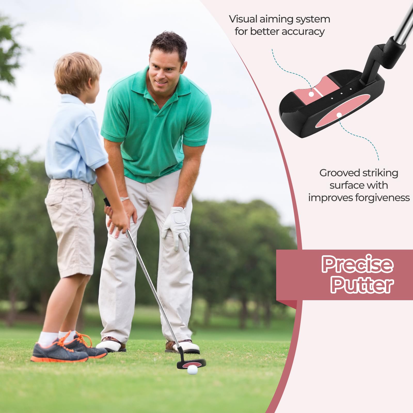 **Goplus Junior Complete Golf Club Set for Kids Ages 5-13 - Right Hand Golf Clubs with Stand Bag & Rain Hood - Perfect for Boys & Girls Learning Golf - Ideal for Backyard, Driving Range & Junior Tournaments**