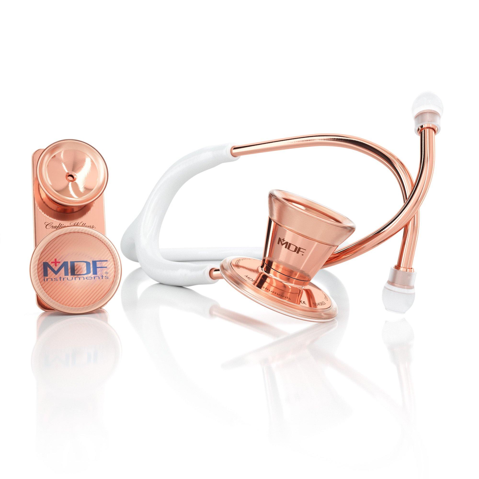 ProCardial® Premium Stainless Steel Stethoscope for Adults & Kids - White & Rose Gold | Ideal for Medical Professionals, Nursing Students & Home Health Use