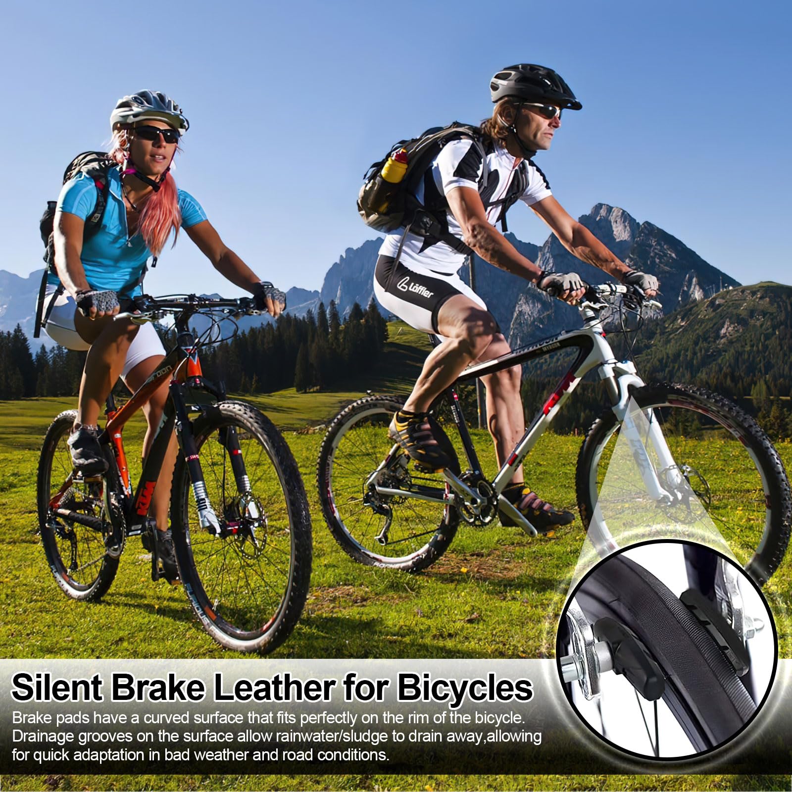Premium 4-Piece Bike Brake Pads - Durable Mountain & Road Bicycle Brake Blocks for Enhanced Stopping Power (Black) | Perfect for Commuting, Trail Riding & Urban Cycling Safety