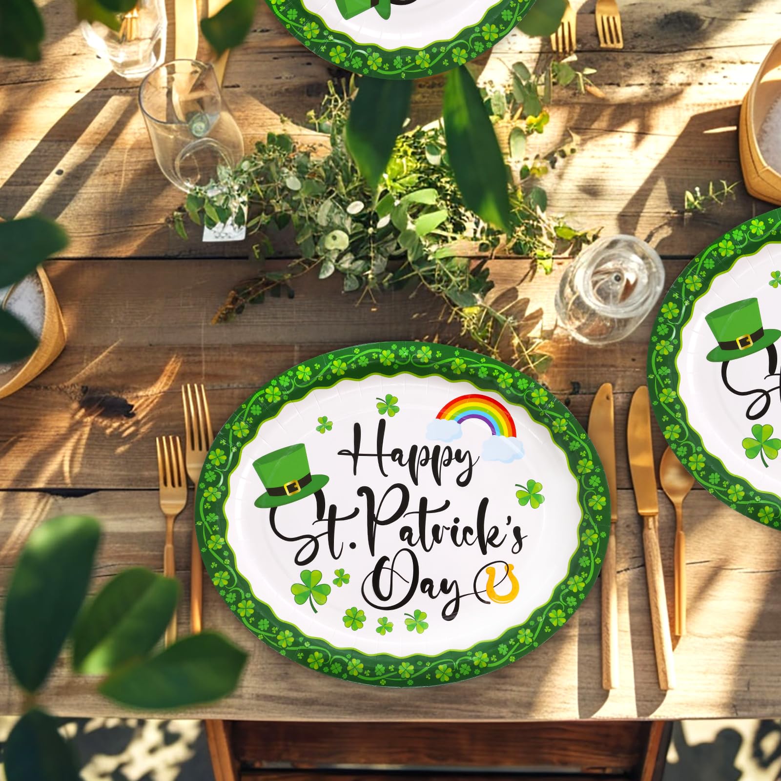 30 Pack St. Patrick's Day Shamrock Paper Plates - Disposable Oval Party Plates for St. Patrick's Day Celebrations, Irish Themed Parties, and Festive Gatherings