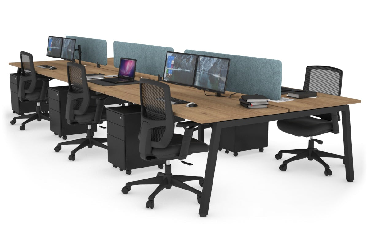 Quadro 6-Person Office Workstation Desk - 1800L x 800W with Cable Management Scallop | Modern Office Furniture for Team Collaboration & Workspace Organization